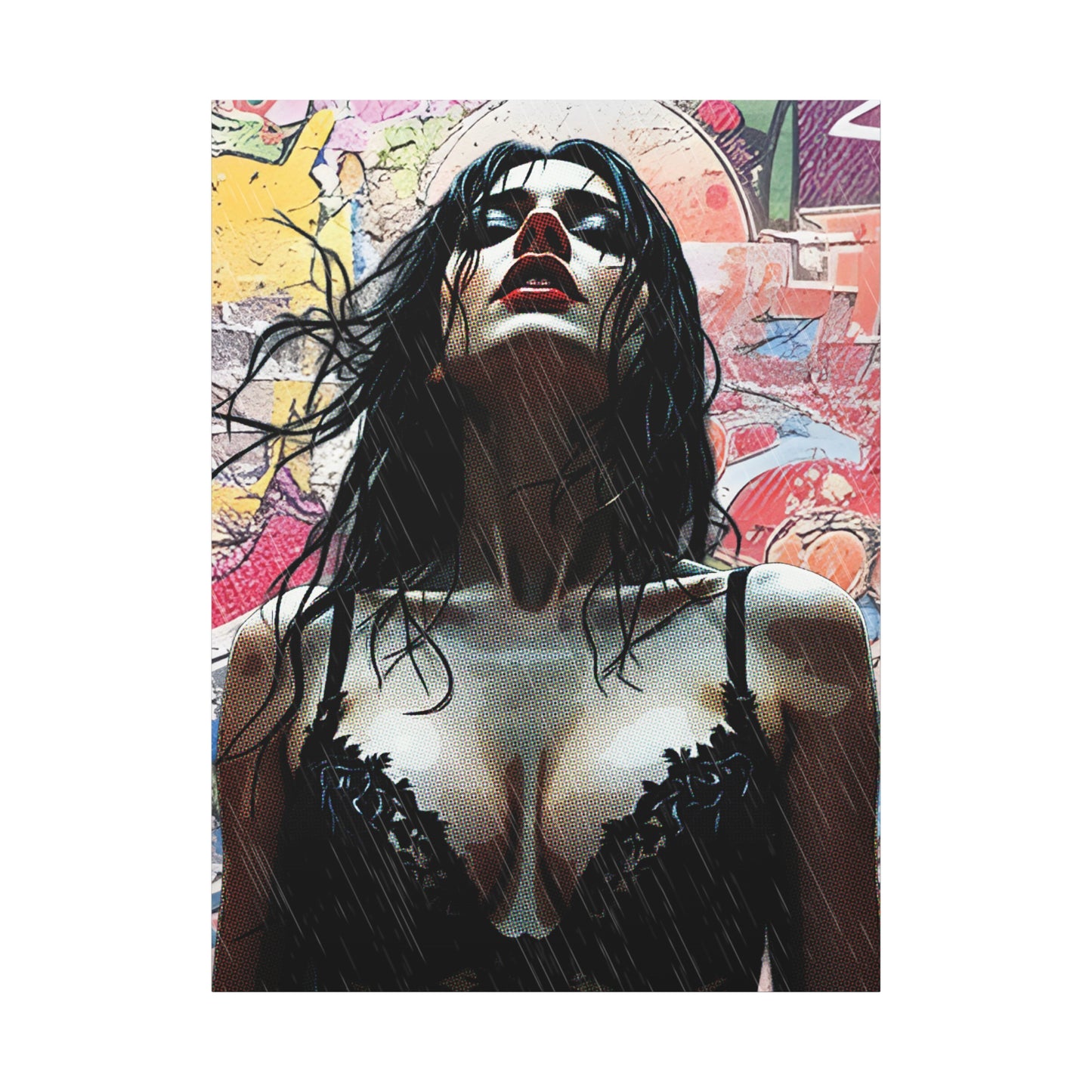 Rise Through the Storm: A Bold Expression of Strength, Passion, and Resilience in the Rain - Stretched Canvas Art Print, Wall Decor, Home Decor, Gift for Art Lovers, Modern Artwork, Contemporary Wall Art