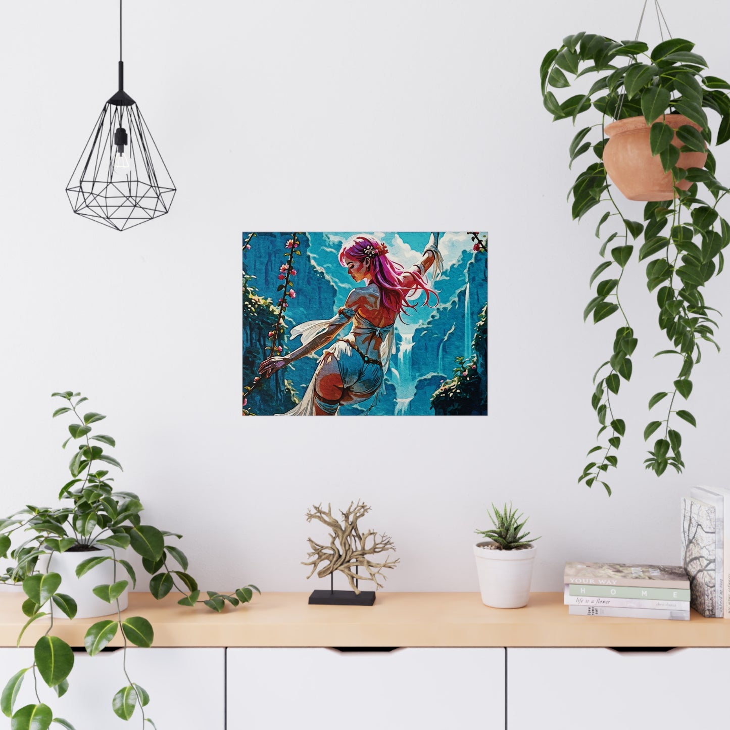 Blossom Beyond β Where Fantasy Blooms and Courage Flows πΈπ - Fantasy Landscape Matte Poster, Wall Art for Home Decor, Gift for Nature Lovers, Bohemian Style Decor, Art Print for Any Room