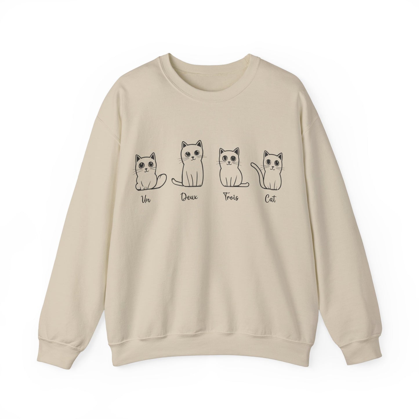Cat Lovers Sweatshirt - Un Deux Trois Cat - Unisex Heavy Blend Crewneck