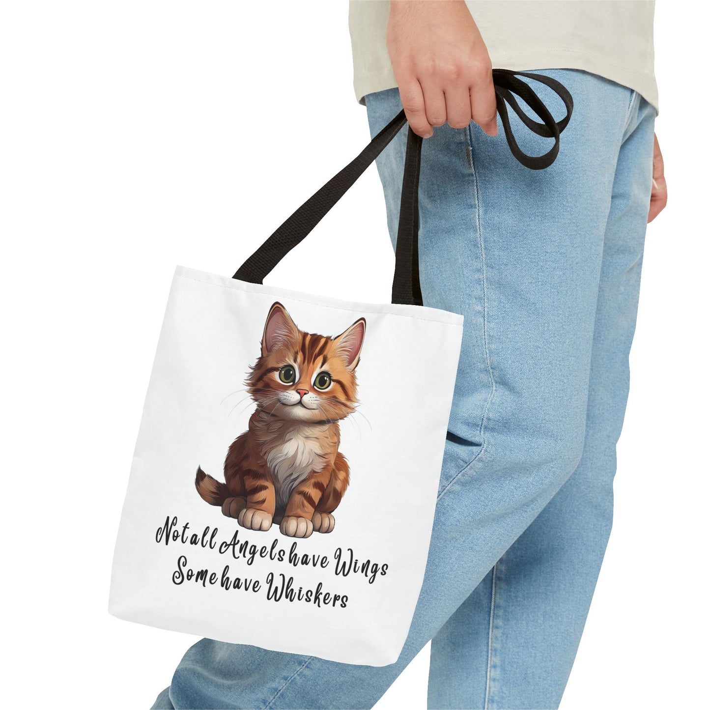 Colorful Tri-Color Cat Tote Bag: Not all Angels have Wings, some have whiskers