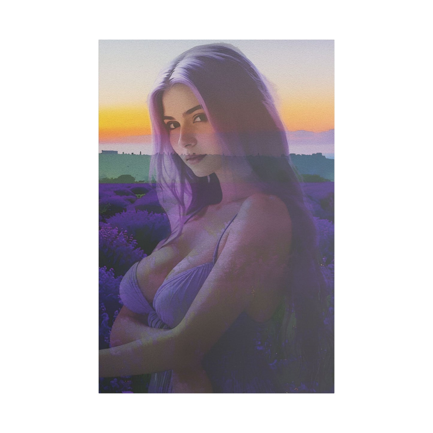 "Beautiful Lavender" – Dreamy Sunset Muse in Lavender Field Canvas Art