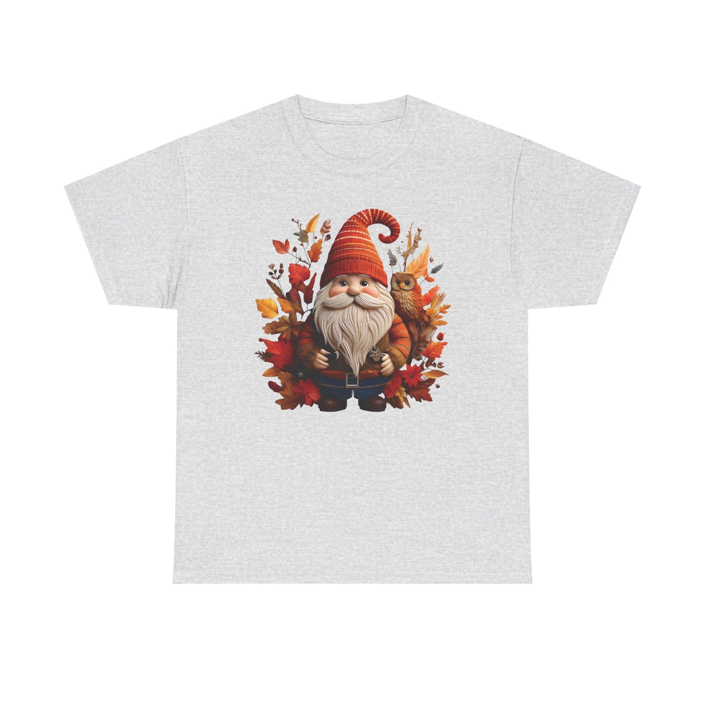 Gnome & Owl Autumn Harmony โ Cozy Magic for the Season ๐๐งก - Tee, Fall T-Shirt, Cozy Halloween Shirt, Pumpkin Spice Gift, Unisex Cotton Top