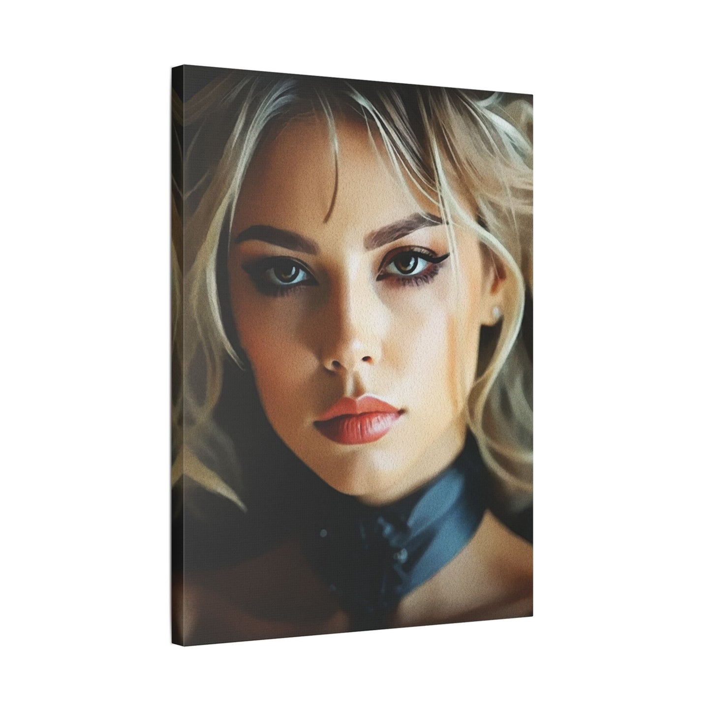Golden Whispers – Flowing Hair Elegance for Inspired Spaces - Stretched Satin Canvas Art Print, Elegant Wall Décor, Modern Home Accent, Gift for Art Lovers, Portrait Artwork