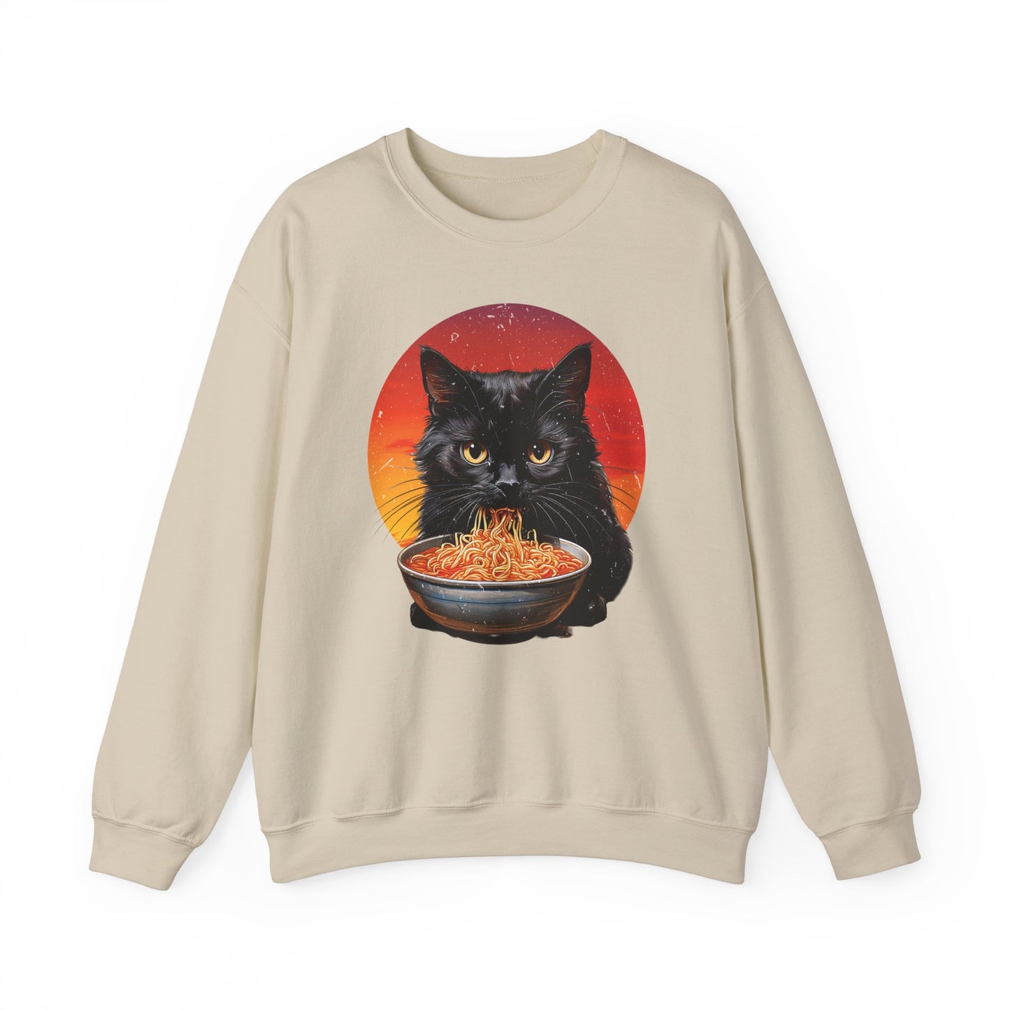 Ramen Cat - Cozy Cat Lover's Crewneck Sweatshirt - Purrfect for Foodies