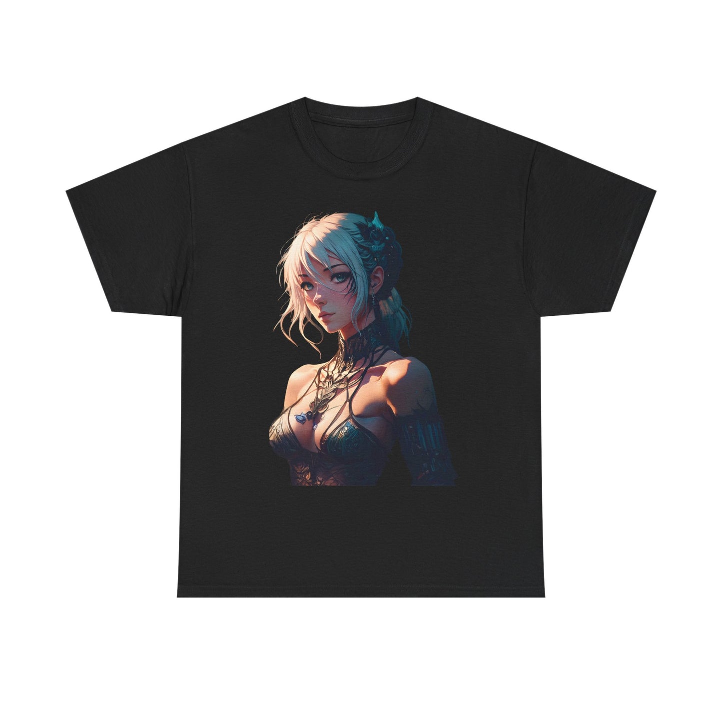 Mystical Anime Forest Princess Portrait - Stylish Graphic Tee with Fantasy Design, Casual Wear, Anime Gift, Comfortable T-Shirt, Art Tee for Everyday Fashion