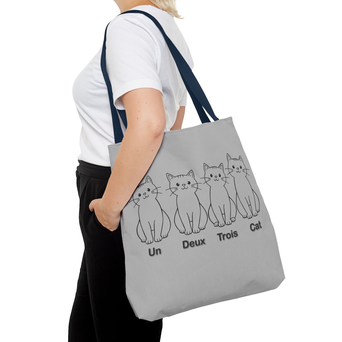 Funny Cat Tote Bag - Un Deux Trois Cat Design - Cute Cat Lover Gift