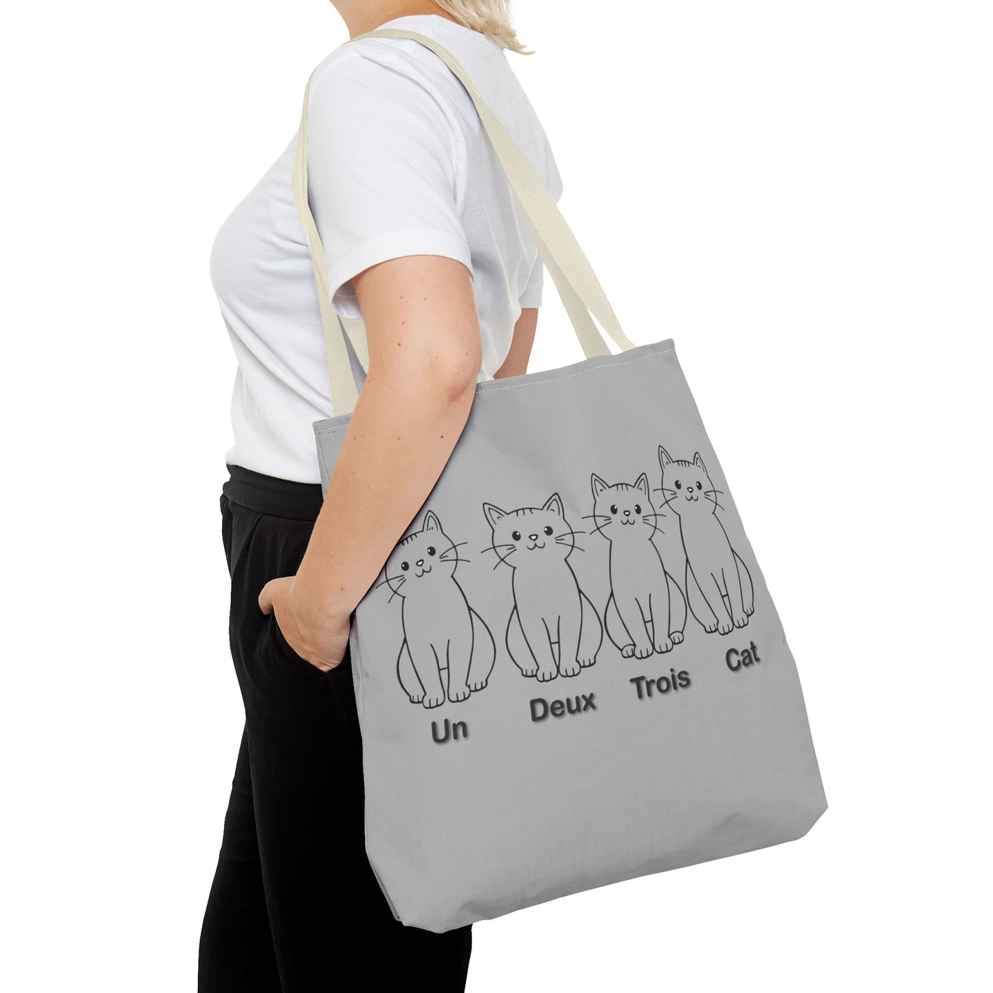Funny Cat Tote Bag - Un Deux Trois Cat Design - Cute Cat Lover Gift