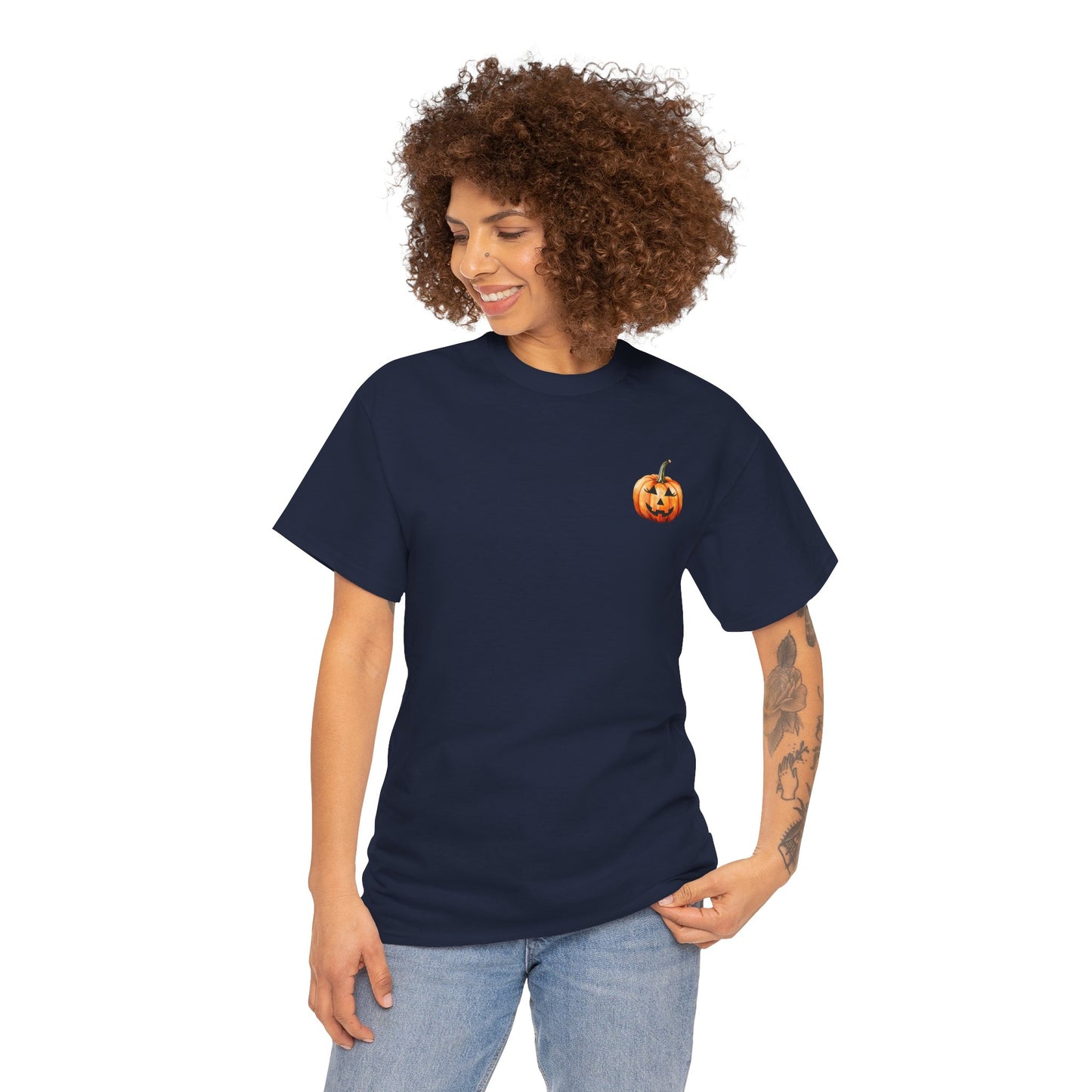๐ Embrace Autumn Magic - Pumpkin Bliss Collection for Cozy Season Vibes โจ - Harvest Vibes Pumpkin Cotton Tee | Fall Shirt, Halloween Apparel, Autumn Fashion, Unisex Graphic Tee, Gift for Pumpkin Lovers