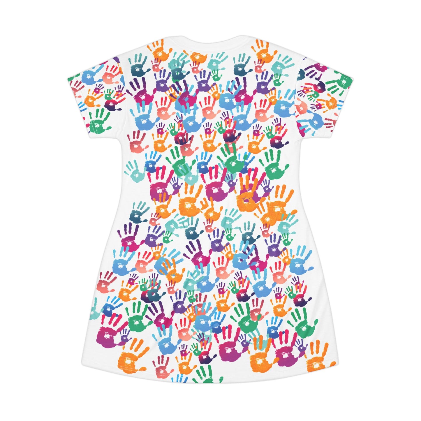 Colorful Hand Print T-Shirt Dress