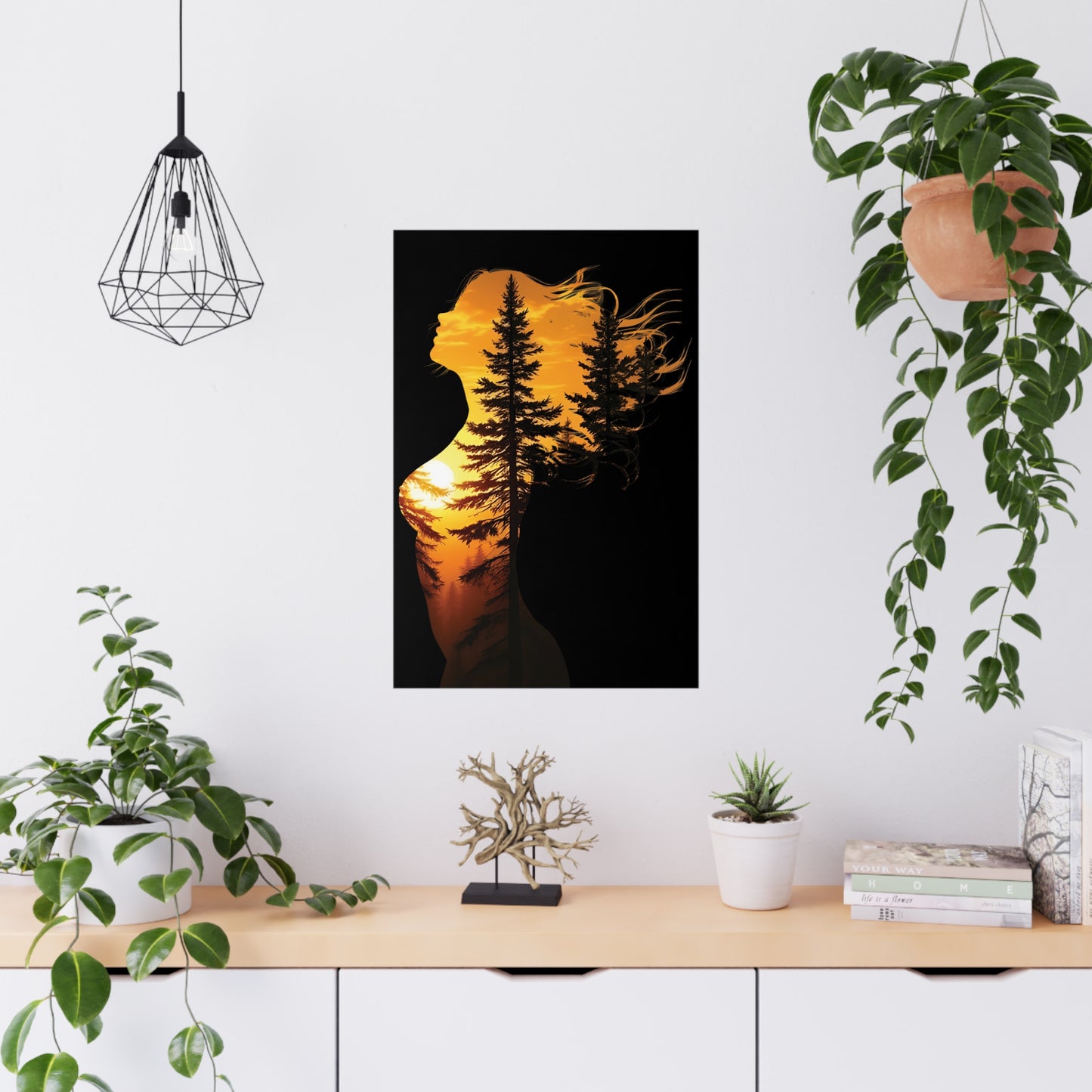 Forest Queen – Embrace the Wild Elegance #ForestQueen #ArtPrint #DoubleExposure #NatureArt #HomeDecor Matte Poster, Bohemian Wall Art, Home Decor, Inspirational Art, Gifts for Nature Lovers, Bedroom Decoration