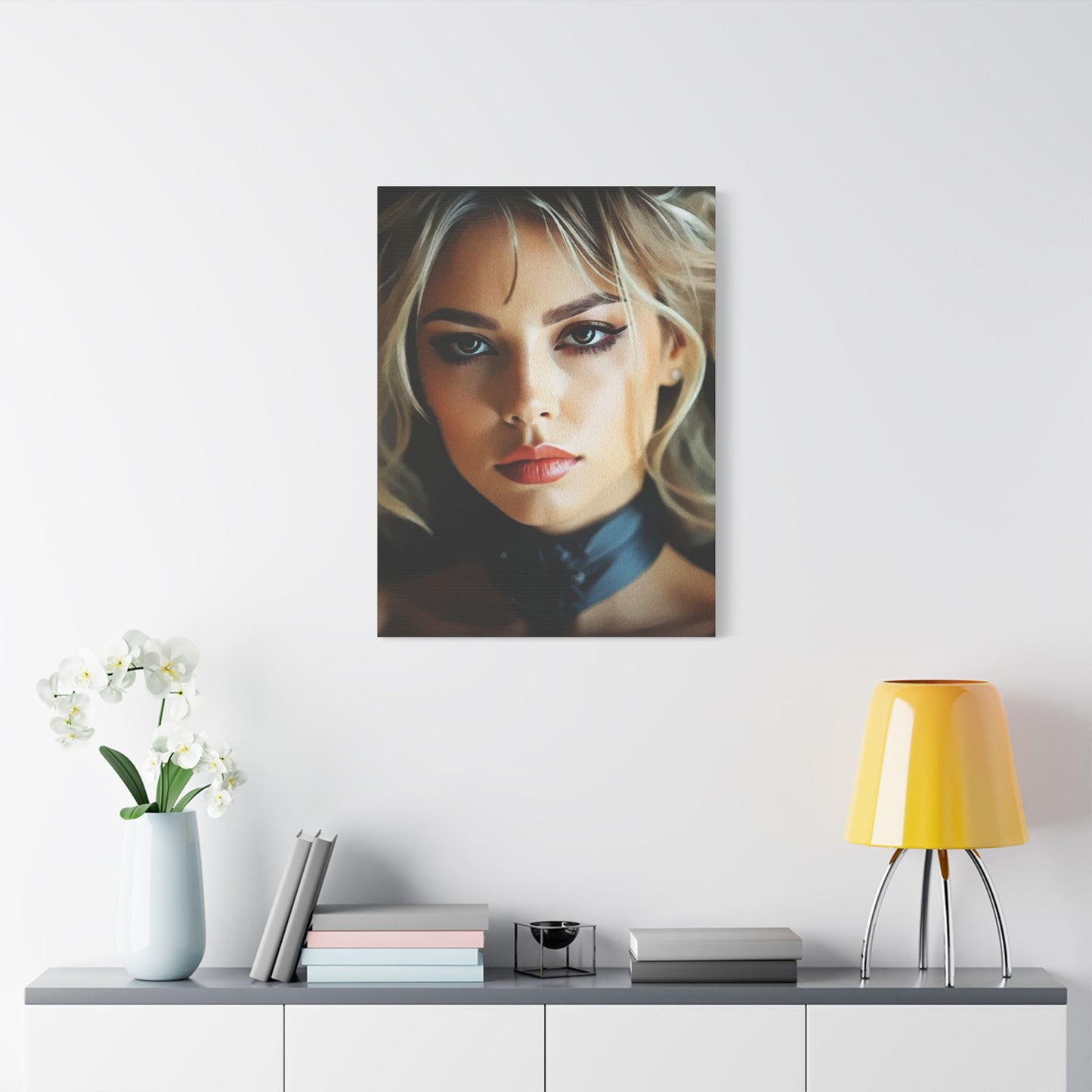 Golden Whispers – Flowing Hair Elegance for Inspired Spaces - Stretched Satin Canvas Art Print, Elegant Wall Décor, Modern Home Accent, Gift for Art Lovers, Portrait Artwork