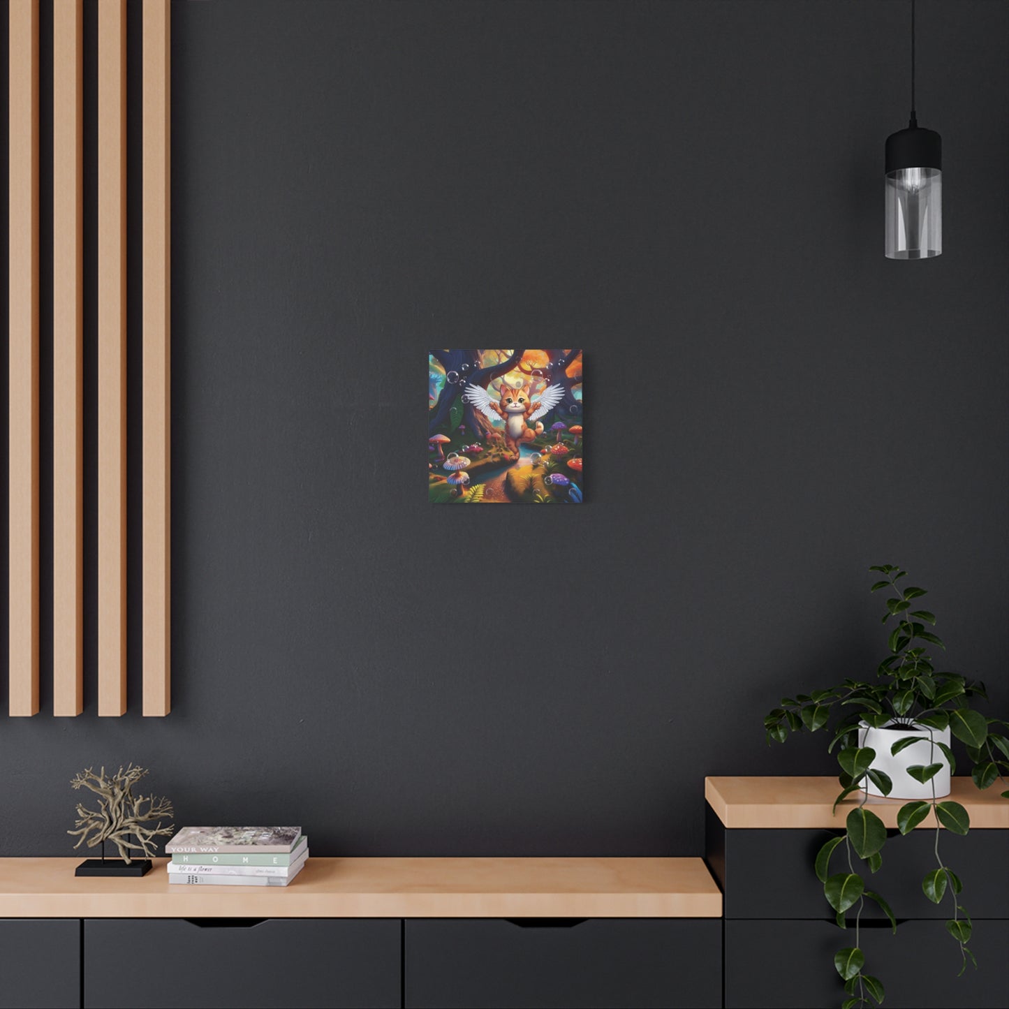 Winged Whiskers: Fantasy Cat's Magical Adventure - Canvas Print
