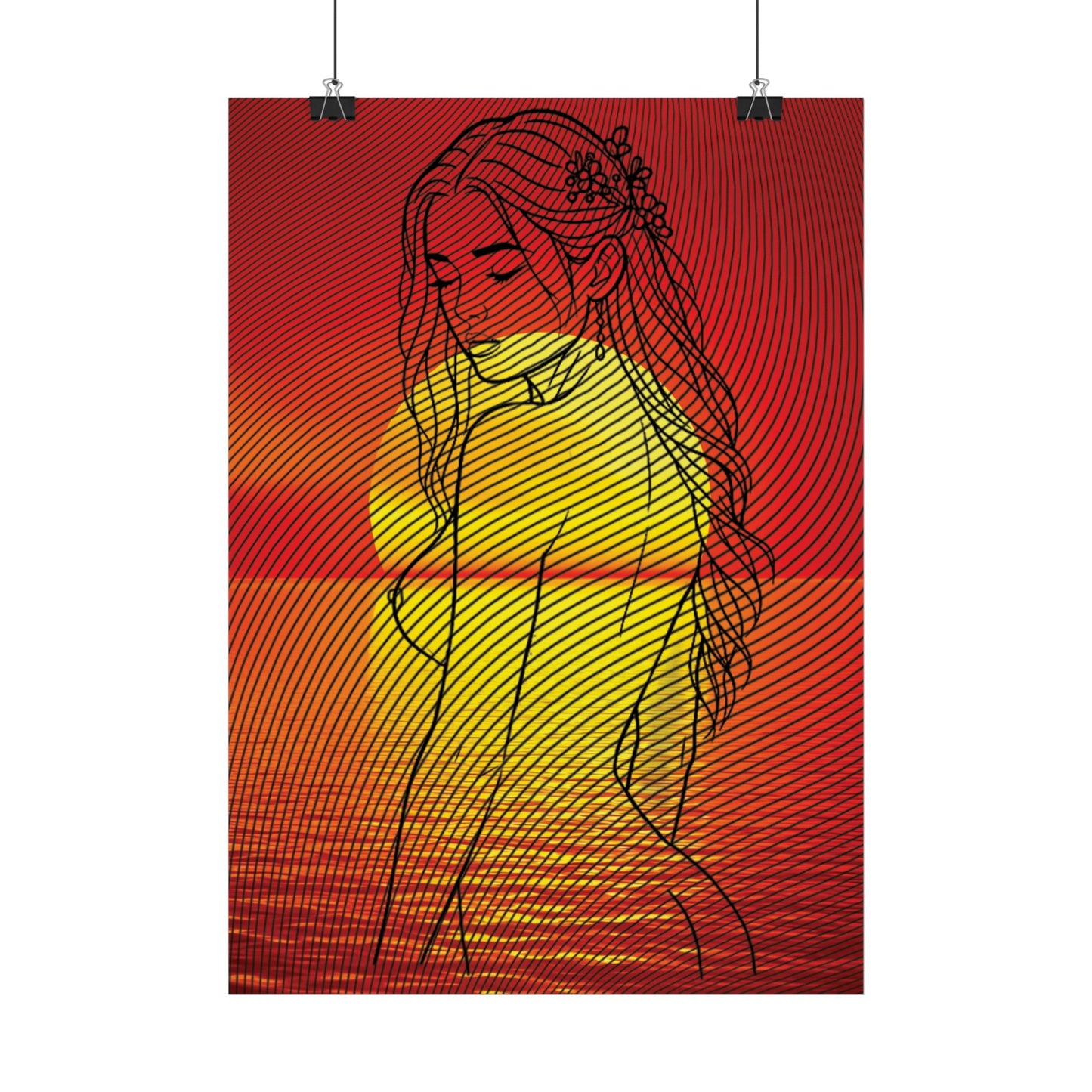 Sunset Silhouette Art Poster | Wall Décor, Living Room Art, Modern Home Decor, Bedroom Wall Art, Gift Idea