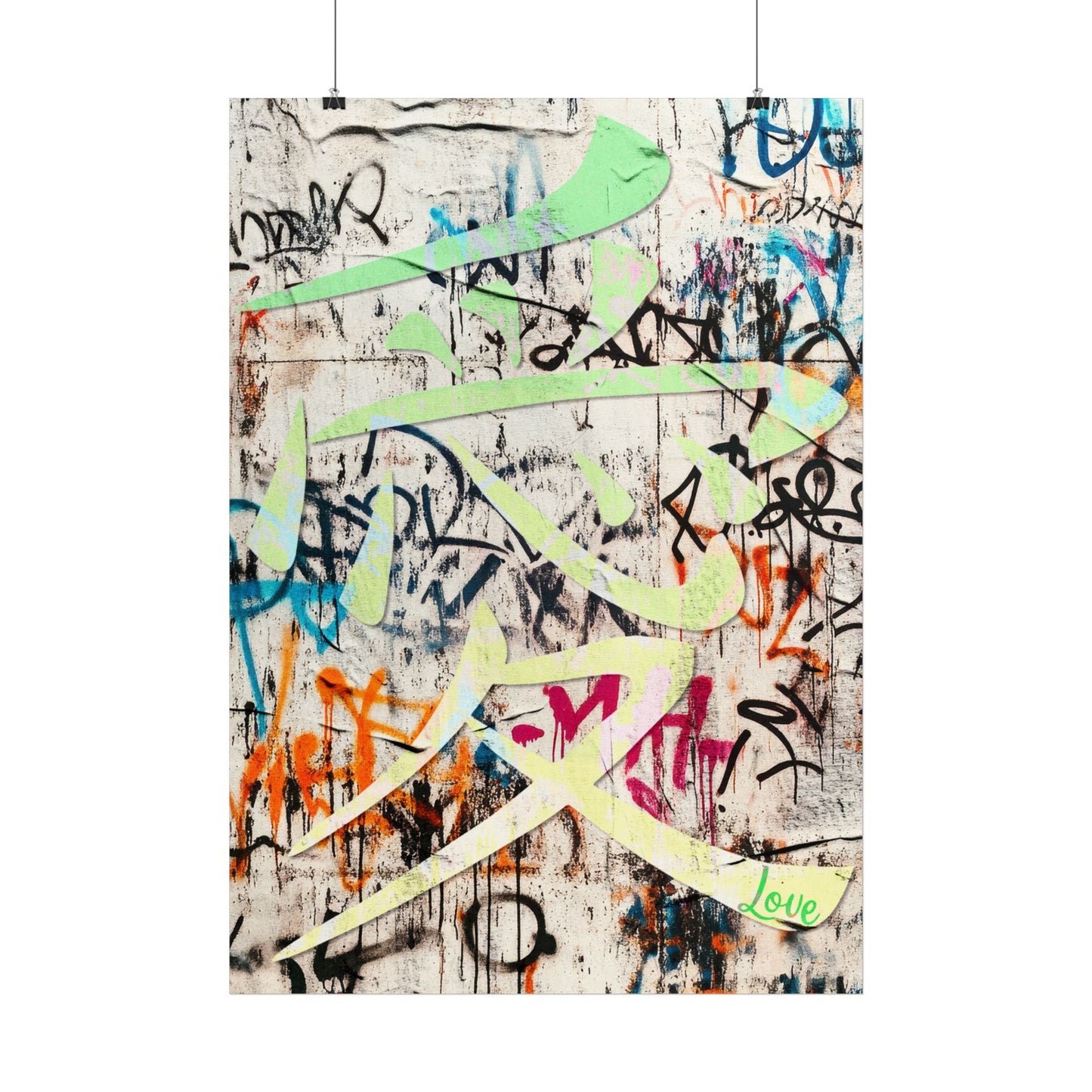Graffiti Art Poster - Vibrant 'Kanji Love' Wall Decor