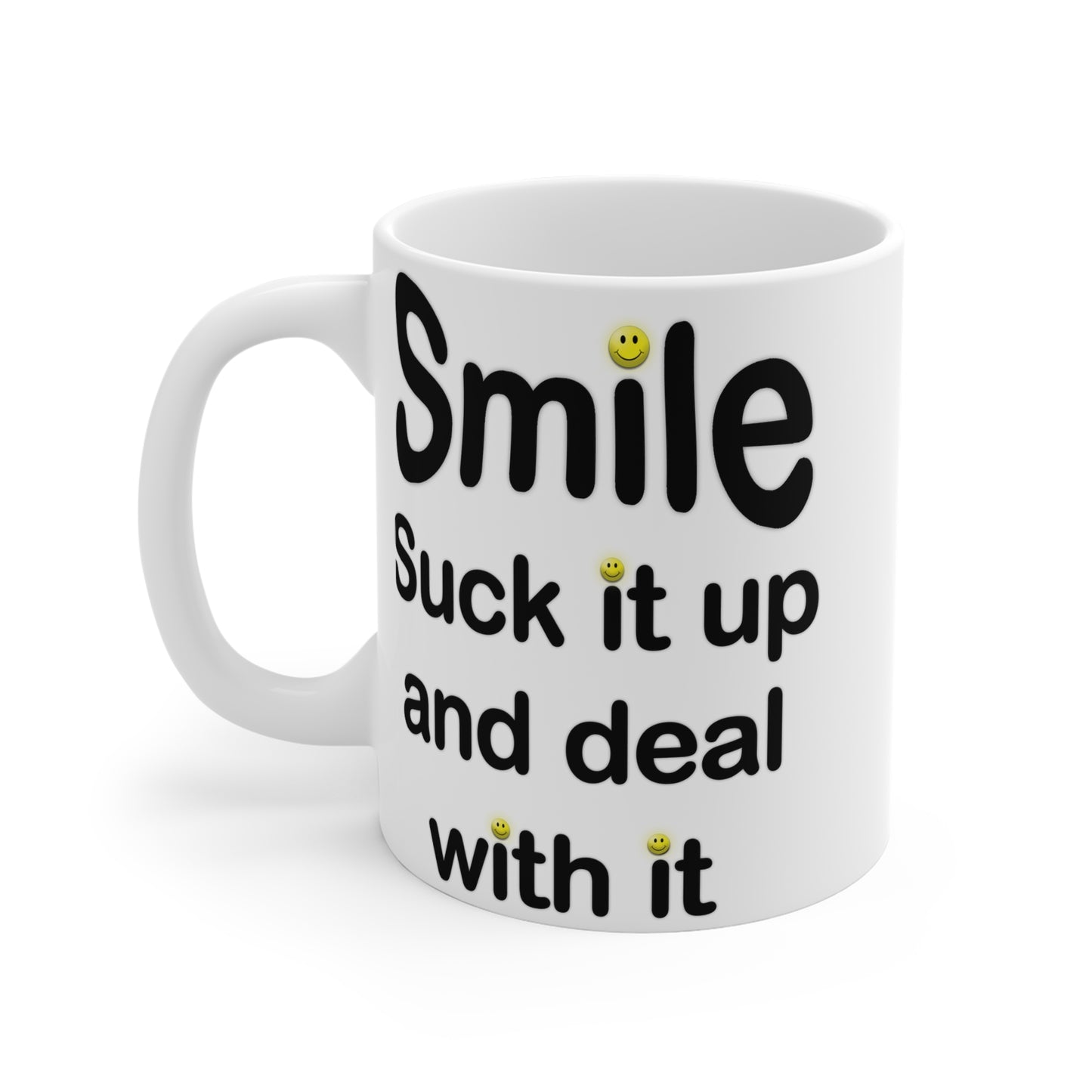 Smile Mug - Motivational Coffee Cup for Positivity, Cheerful Gift for Friends, Office Humor, Inspirational Drinkware, Uplifting Ceramic