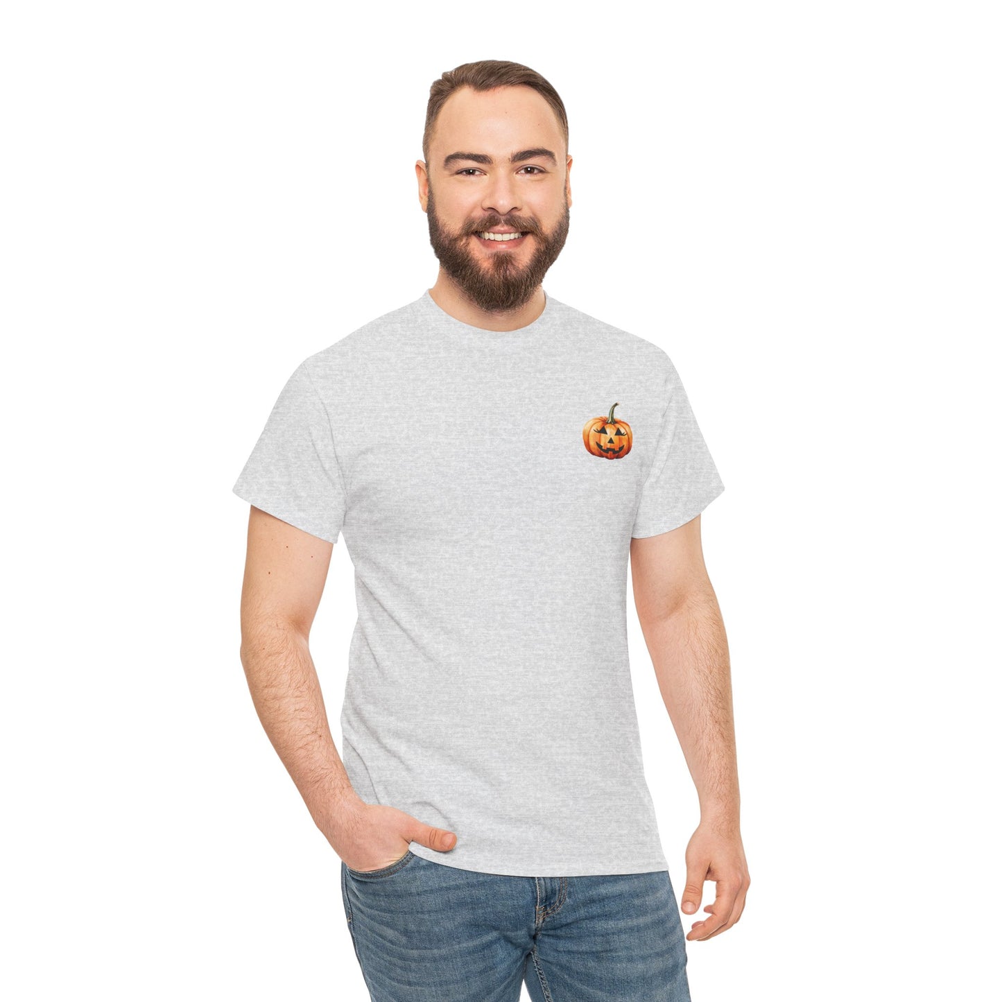 ๐ Embrace Autumn Magic - Pumpkin Bliss Collection for Cozy Season Vibes โจ - Harvest Vibes Pumpkin Cotton Tee | Fall Shirt, Halloween Apparel, Autumn Fashion, Unisex Graphic Tee, Gift for Pumpkin Lovers