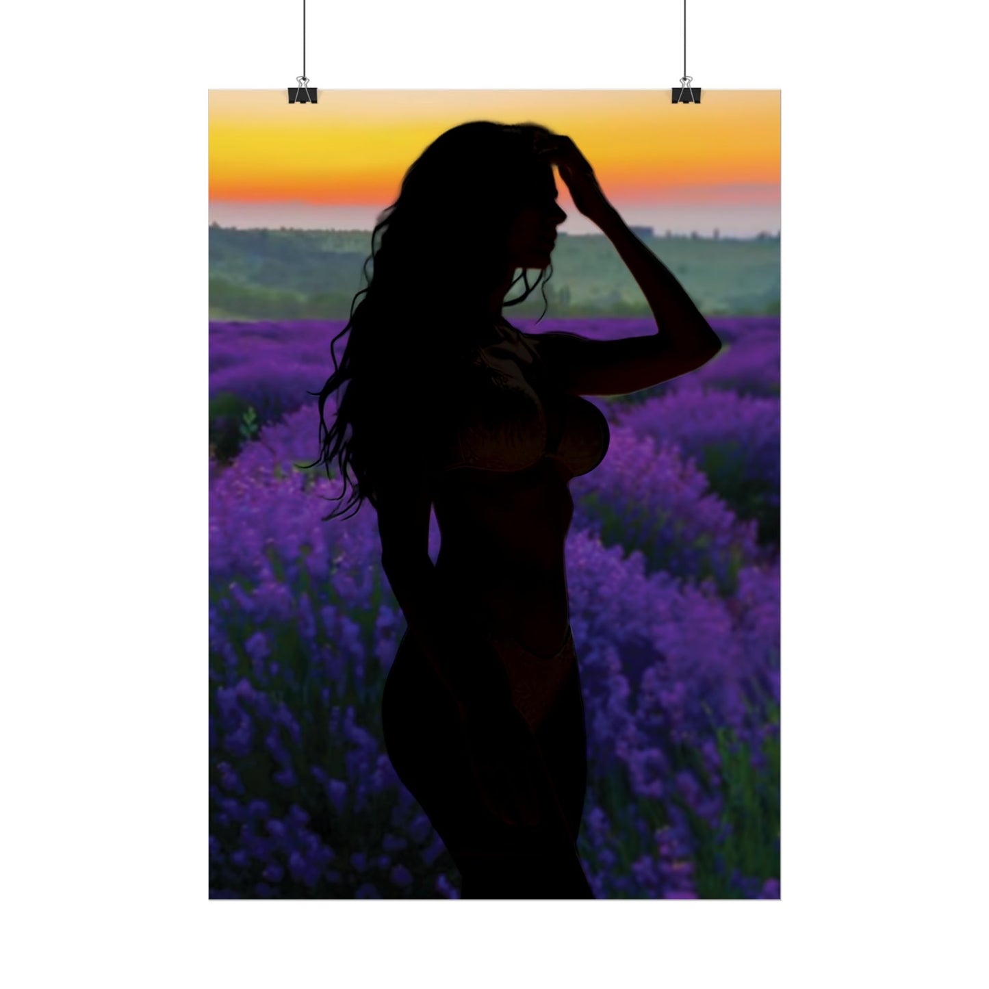 Silhouette Poster Art - Dreamy Landscape Wall Decor, Bedroom Decor, Gift for Her, Home Office Wall Art, Feminine Aesthetic Prints