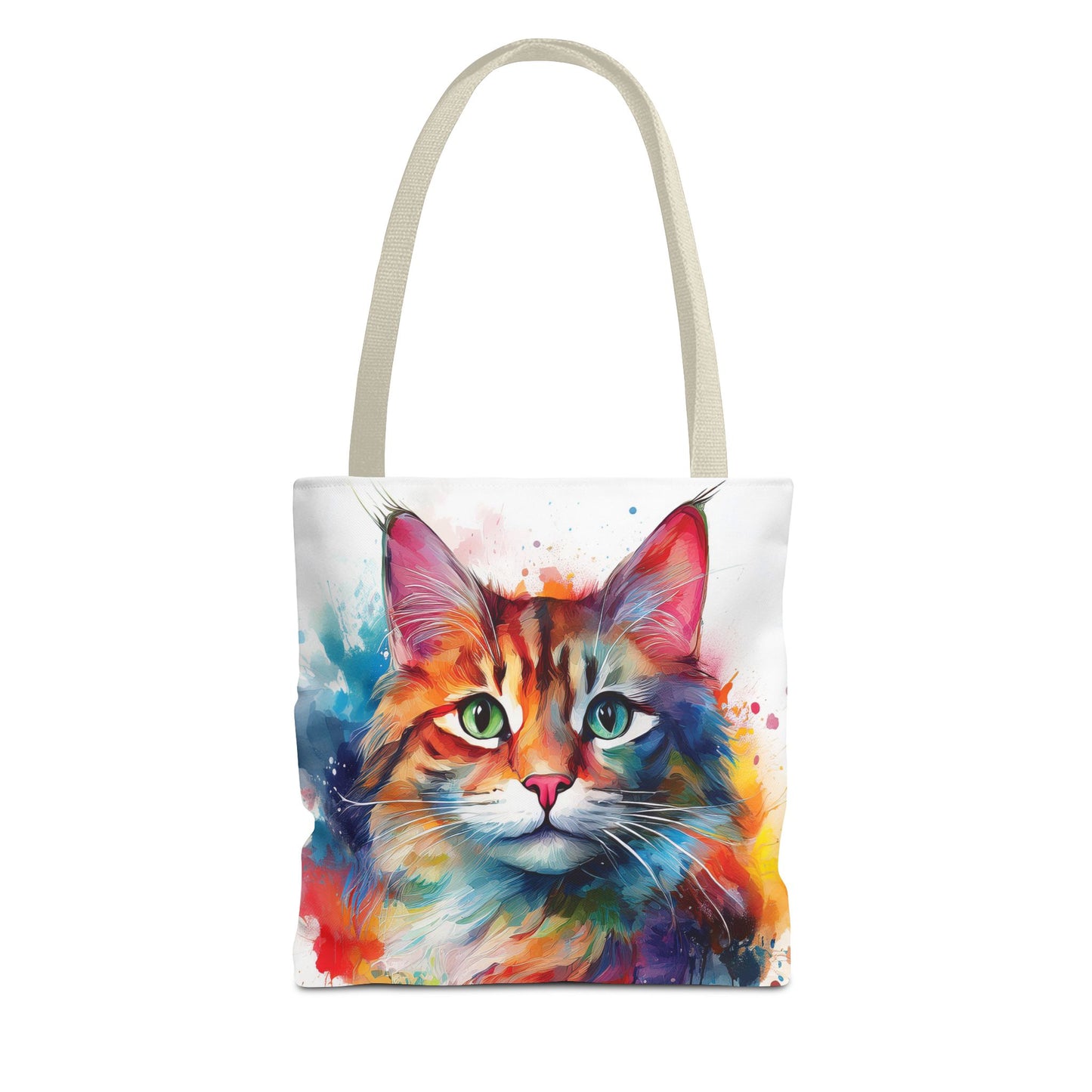 Colorful Tri-Color Cat Tote Bag: Pawsitive Vibes