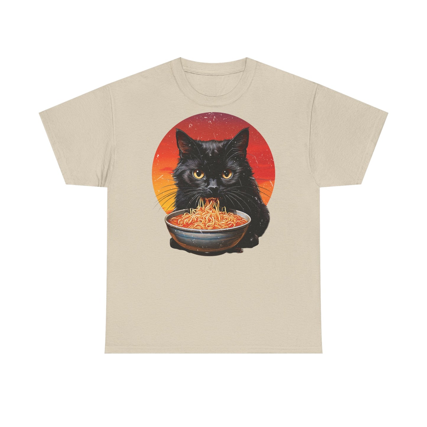Ramen Cat - Cute Cat with Bowl of Noodles Unisex Heavy Cotton Tee
