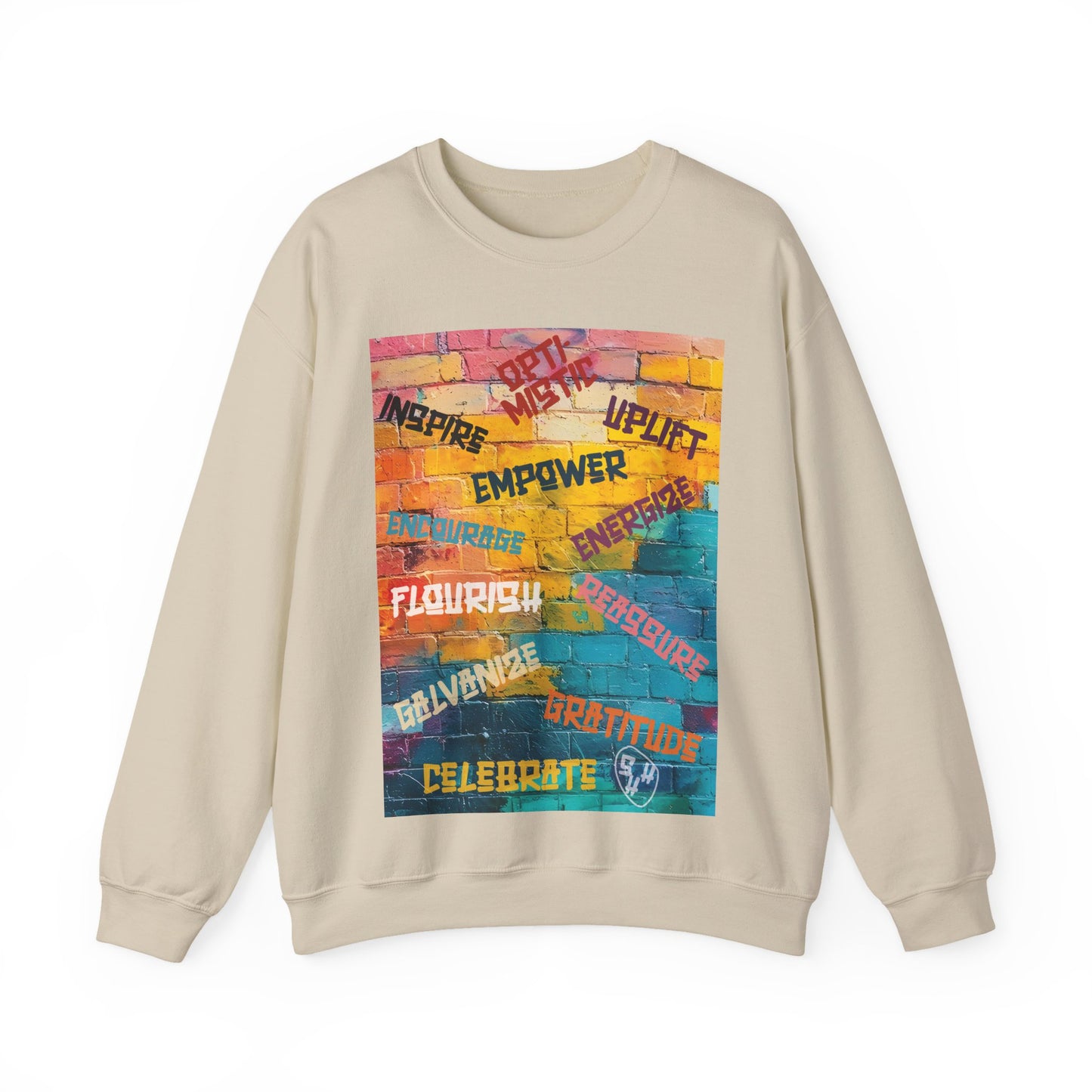 Fuel your fire—Inspire. Empower. Celebrate. 🎨💪 #MotivationalArt #InspireDaily #Empowerment #PositiveVibes #GoalGetter #WallOfWords Unisex Crewneck Sweatshirt - Empower, Flourish, Celebrate, Gratitude, Uplift, Energetic Cozy Apparel