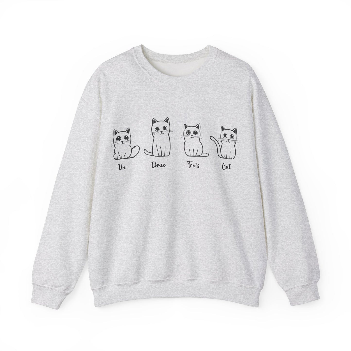 Cat Lovers Sweatshirt - Un Deux Trois Cat - Unisex Heavy Blend Crewneck
