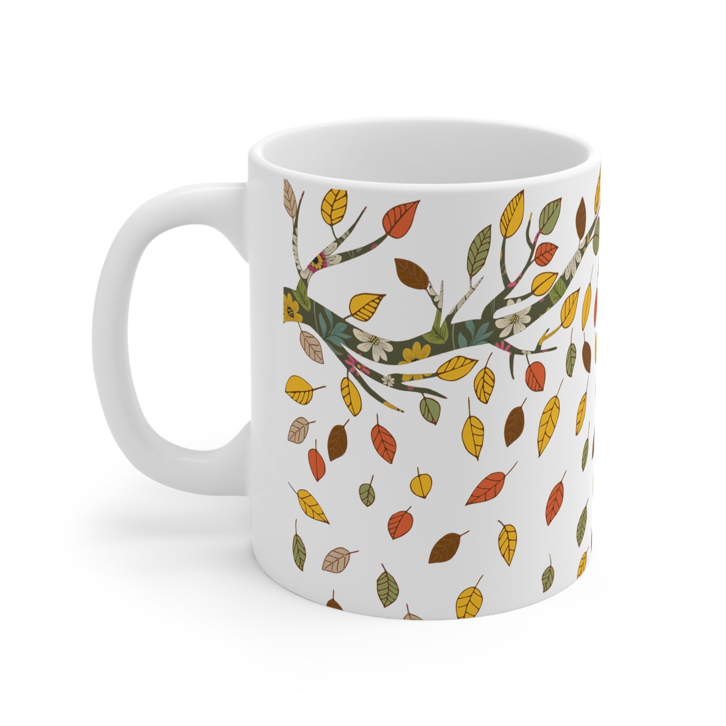 Mug - Autumn Fall Leaves Ceramic Coffee Cups, 11oz, 15oz