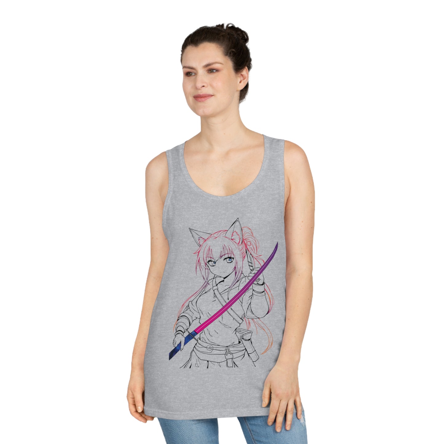Anime-Inspired Unisex Softstyle Tank Top, Cool Graphic Tee for Casual Wear, Ideal Gift for Anime Lovers, Summer Style, Cute Character Design