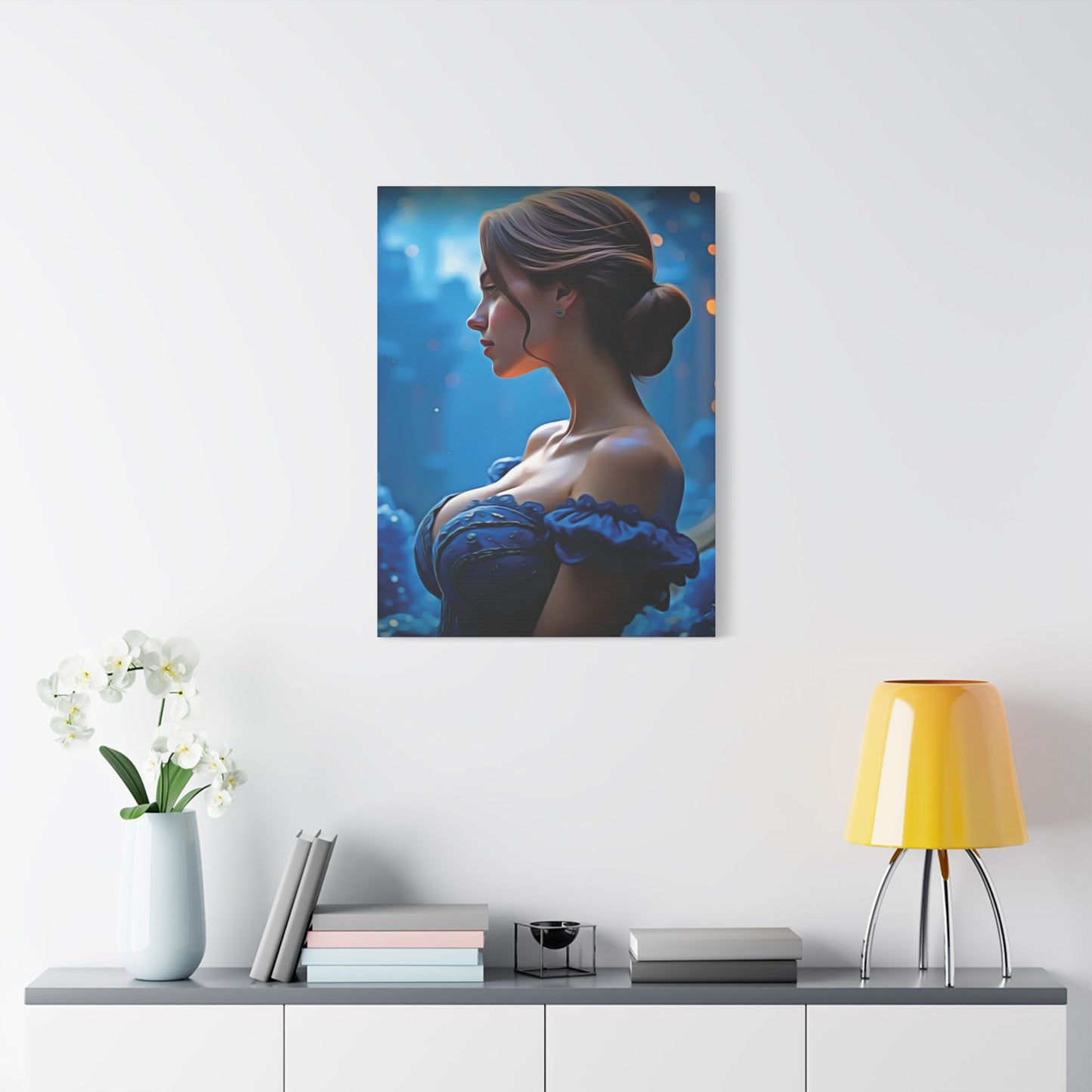 "Grace in Twilight: A Timeless Portrait of Strength, Elegance, and Inner Radiance" - Elegant Satin Canvas Wall Art, Home Decor, Art Print, Gift for Her, Wall Decoration, Whimsical Art