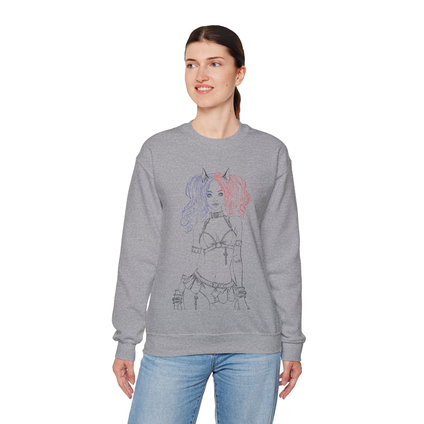 Harajuku Style Graphic Sweatshirt, Trendy Unisex Crewneck, Streetwear Fashion, Cozy Gift for Her, Girls Night Out