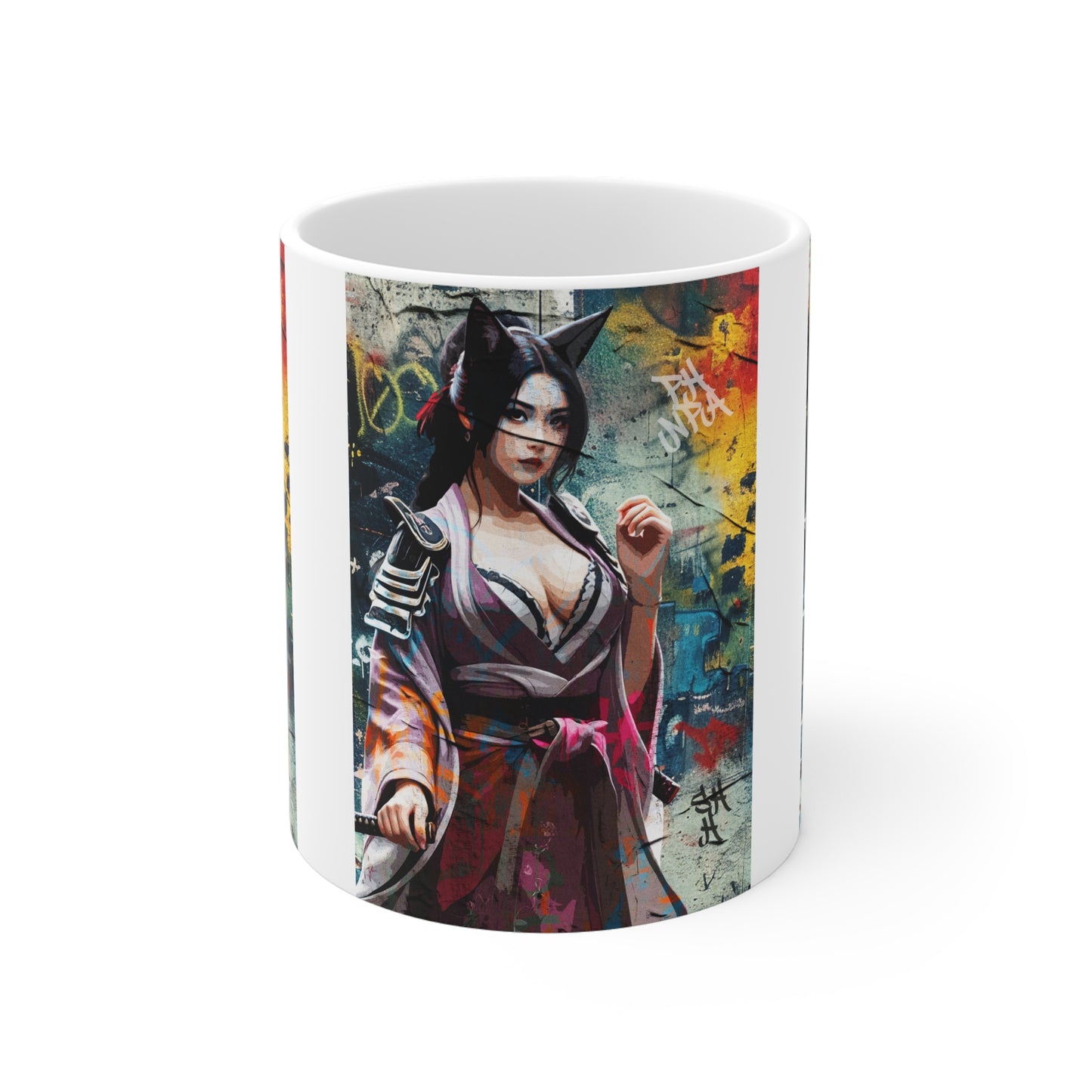 Mug - Warrior Cat Women Graffiti Popart Anime Design