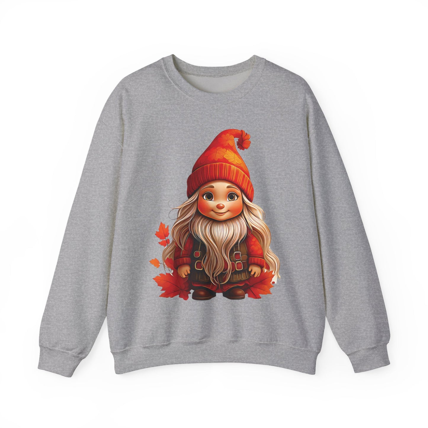 Autumn Gnome Magic – Cozy Whimsy in Every Leaf - Cozy Gnome Crewneck Sweatshirt, Fall Sweater, Autumn Design, Unisex Hoodie, Gift for Her, Holiday Apparel
