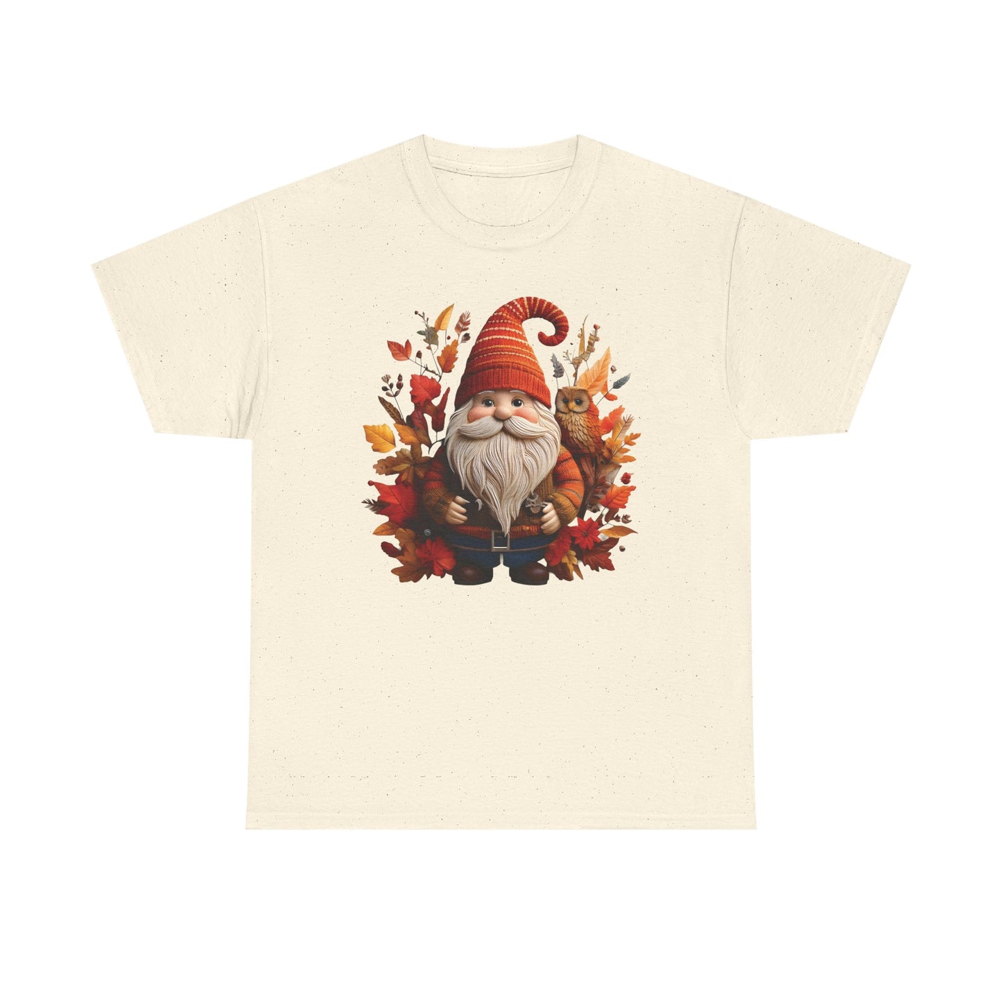 Gnome & Owl Autumn Harmony โ Cozy Magic for the Season ๐๐งก - Tee, Fall T-Shirt, Cozy Halloween Shirt, Pumpkin Spice Gift, Unisex Cotton Top