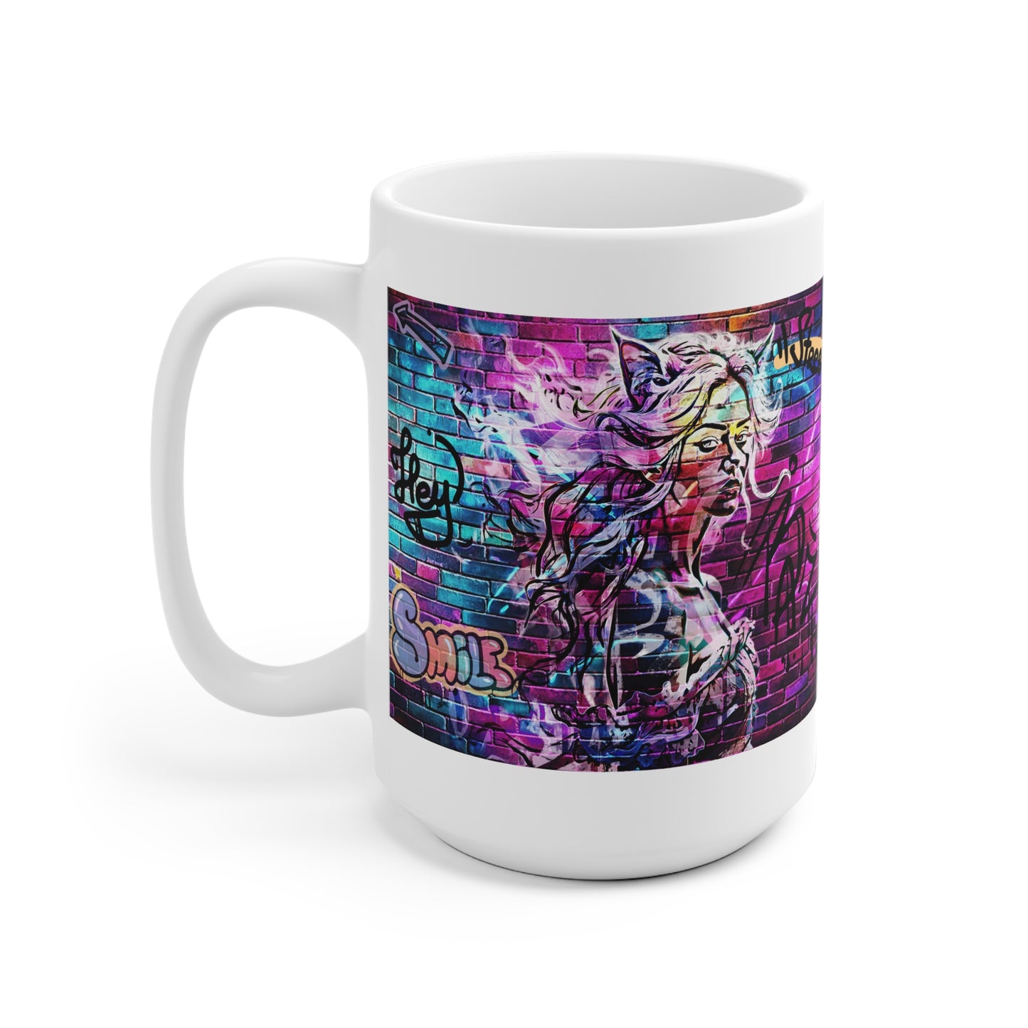 Urban Art Ceramic Mug - Graffiti Design with 'Smile'