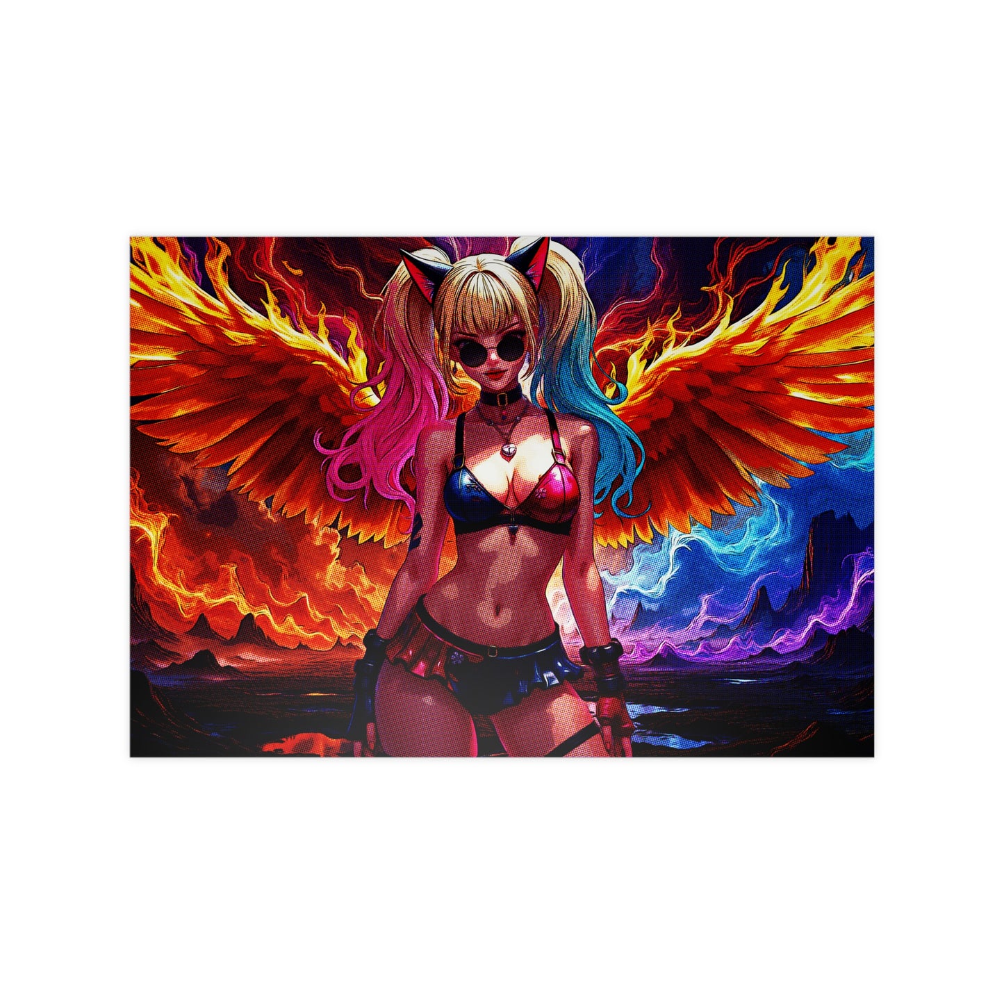 Vibrant Fantasy Pop Art Poster - Colorful Angel Wings Decor