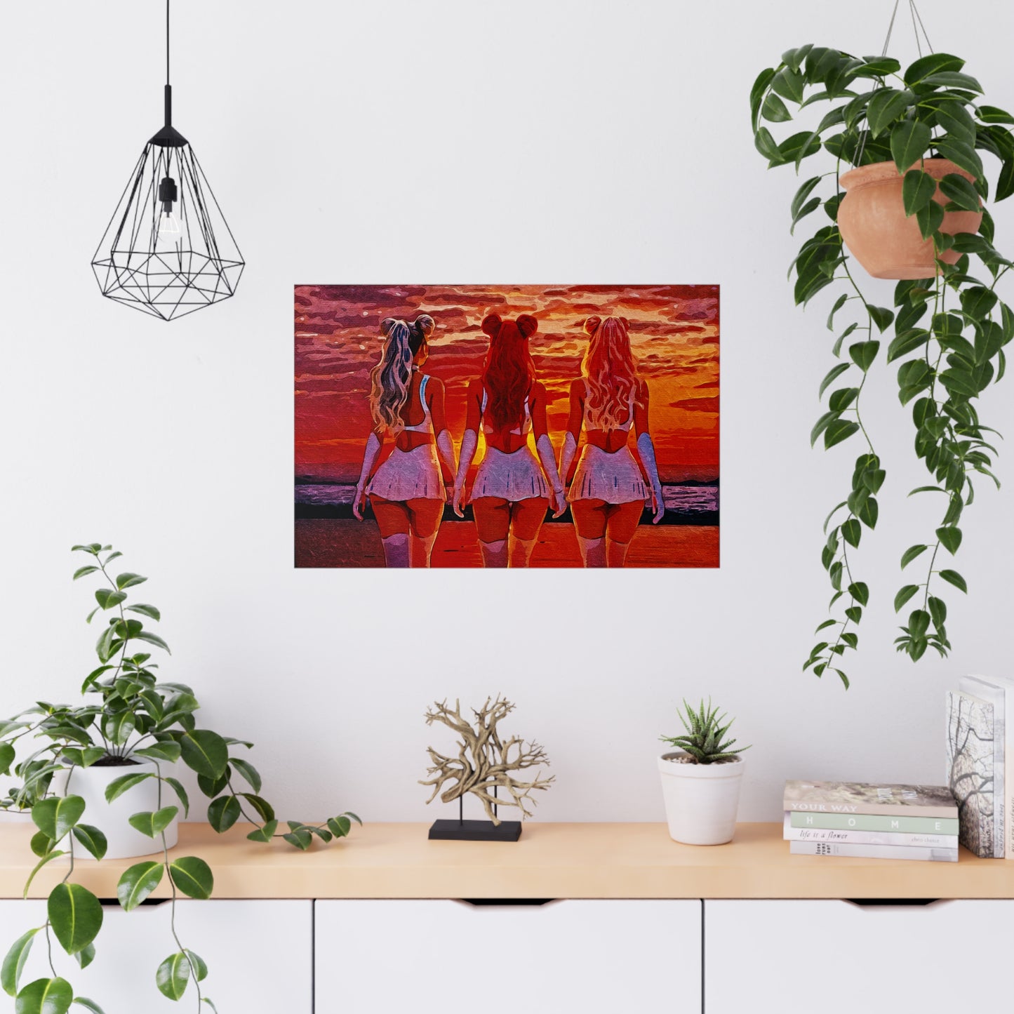 Horizon Sisters β United in Light and Love π
ππ β Unity & Peace in Vibrant Coastal Light Poster, Red Aesthetic Art Print, Wall Decor for Anime Lovers, Home Decor, Gift for Fans