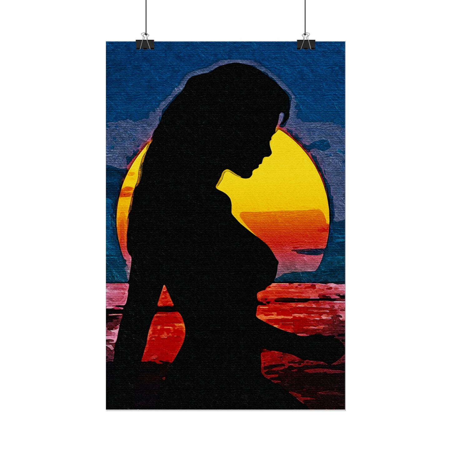 Radiant Horizons: Empowering Silhouette by Sunset – Embrace Inner Strength and Inspiring Beauty - Vibrant Beach Sunset Rolled Poster, Living Room Decor, Nautical Art, Home Aesthetic, Gift for Beach Lovers, Boho Wall Art