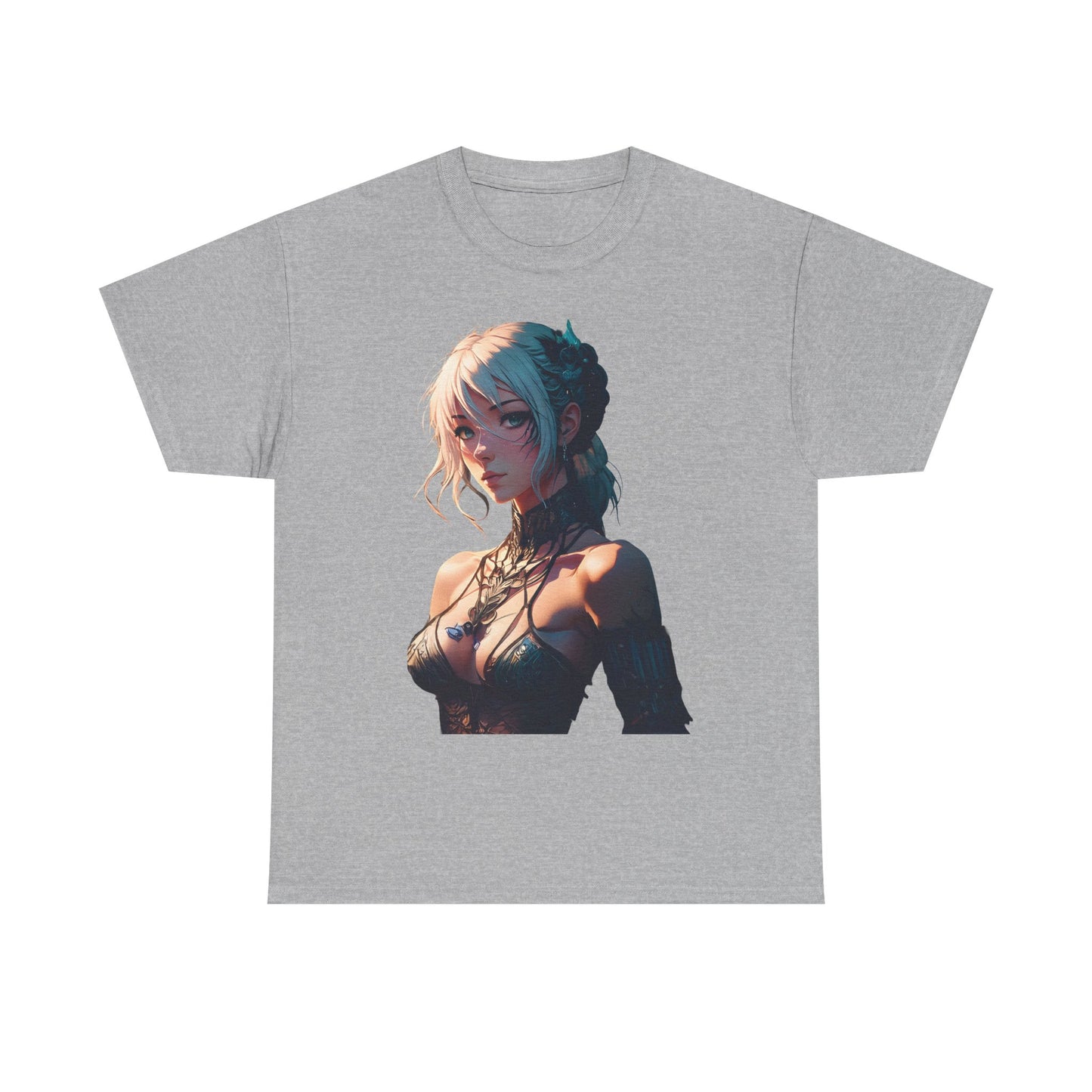 Mystical Anime Forest Princess Portrait - Stylish Graphic Tee with Fantasy Design, Casual Wear, Anime Gift, Comfortable T-Shirt, Art Tee for Everyday Fashion