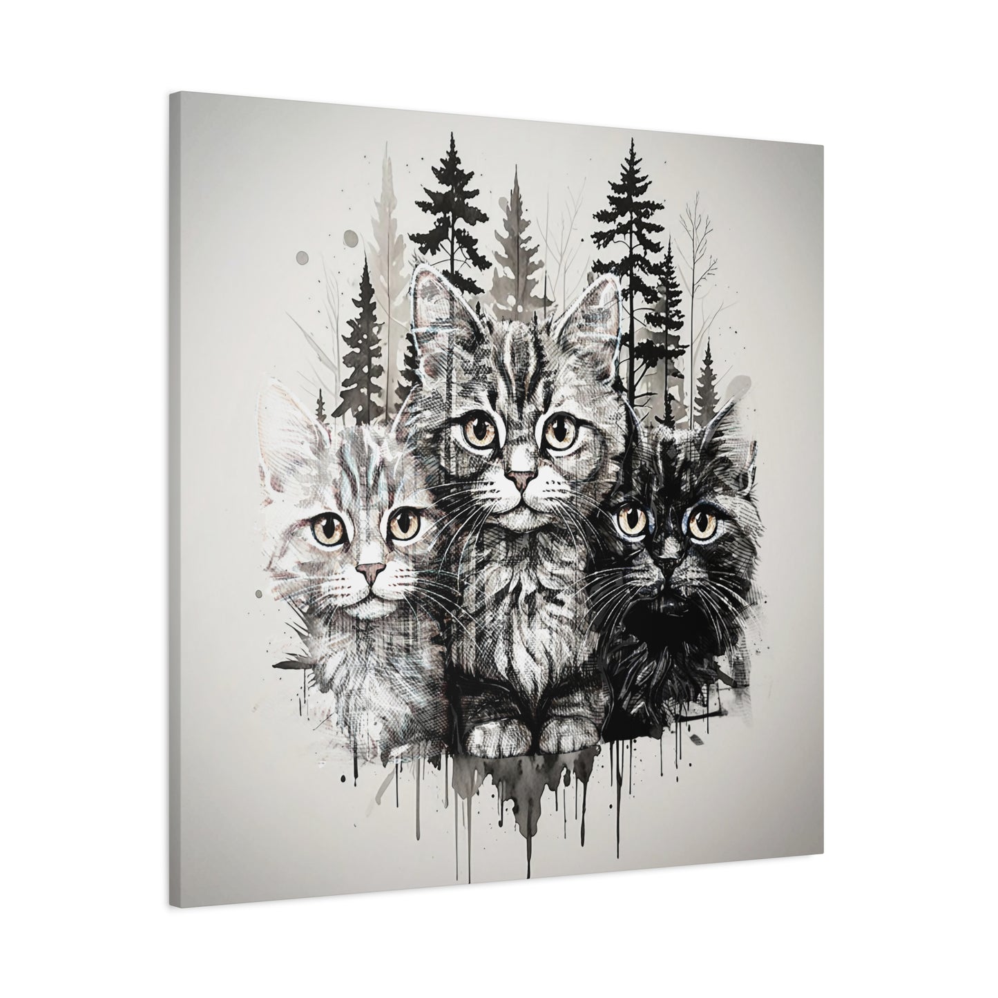 Cat Portrait Canvas Art - Whimsical Feline Wall Decor for Cat Lovers