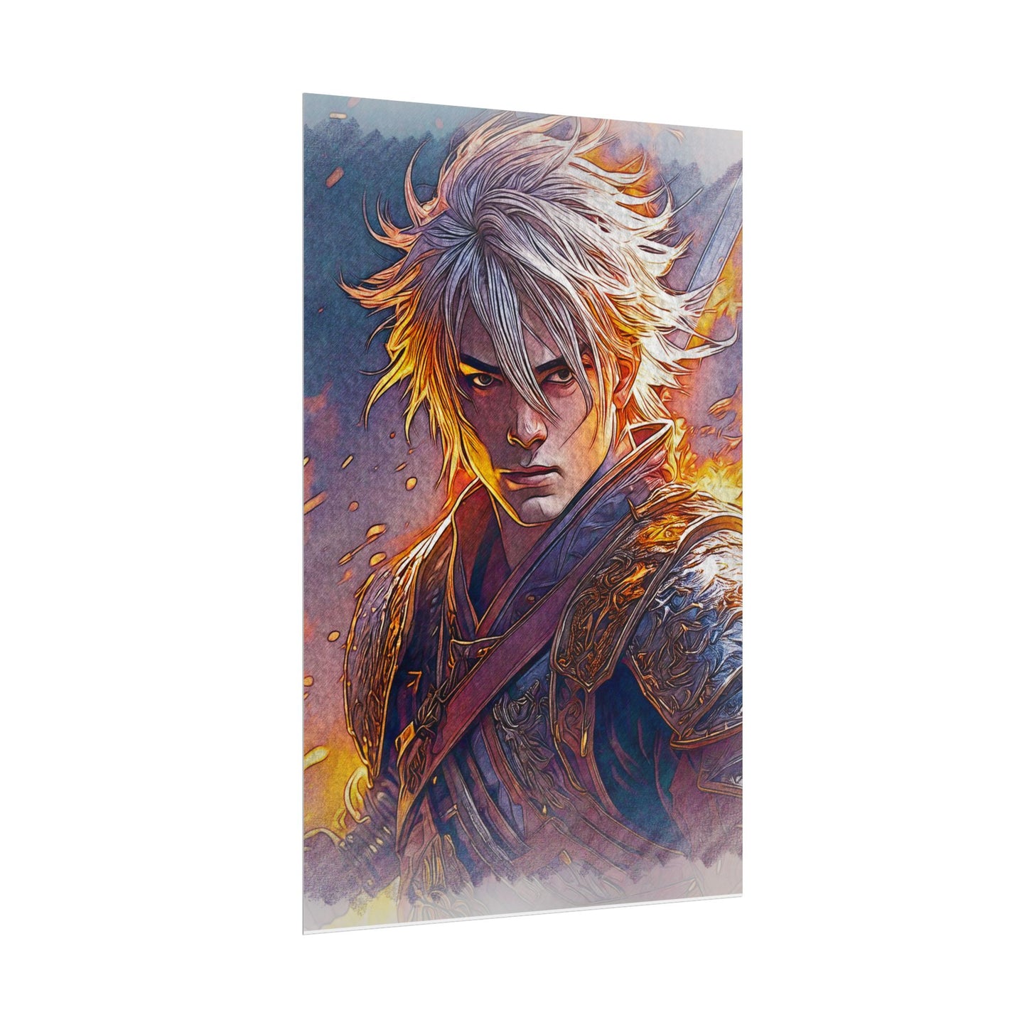 Epic Warrior Art Rolled Poster - Bold Fantasy Decor for Gamers & Anime Fans