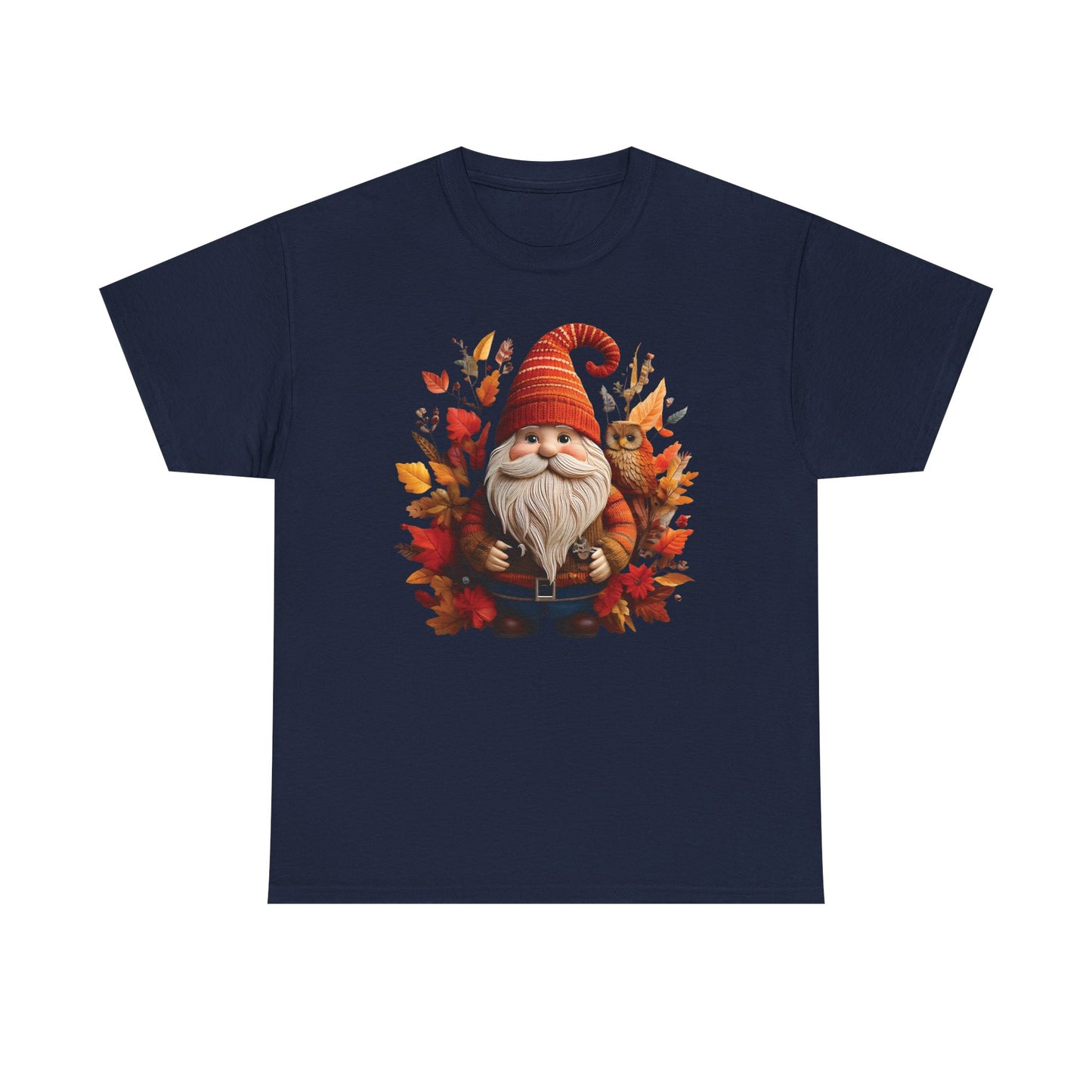Gnome & Owl Autumn Harmony โ Cozy Magic for the Season ๐๐งก - Tee, Fall T-Shirt, Cozy Halloween Shirt, Pumpkin Spice Gift, Unisex Cotton Top