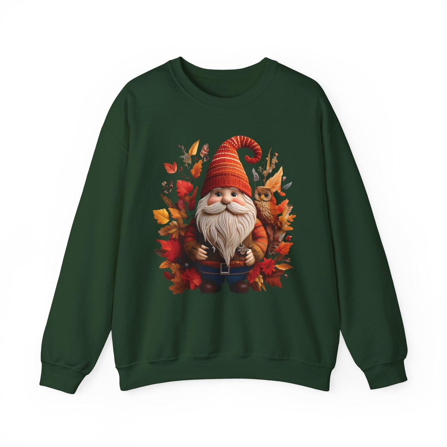 Gnome & Owl Autumn Harmony β Cozy Magic for the Season ππ§‘ - Sweatshirt | Fall Sweater, Autumn Apparel, Unisex Crewneck, Perfect Gift, Holiday Wear, Seasonal Style, Comfortable Fashion
