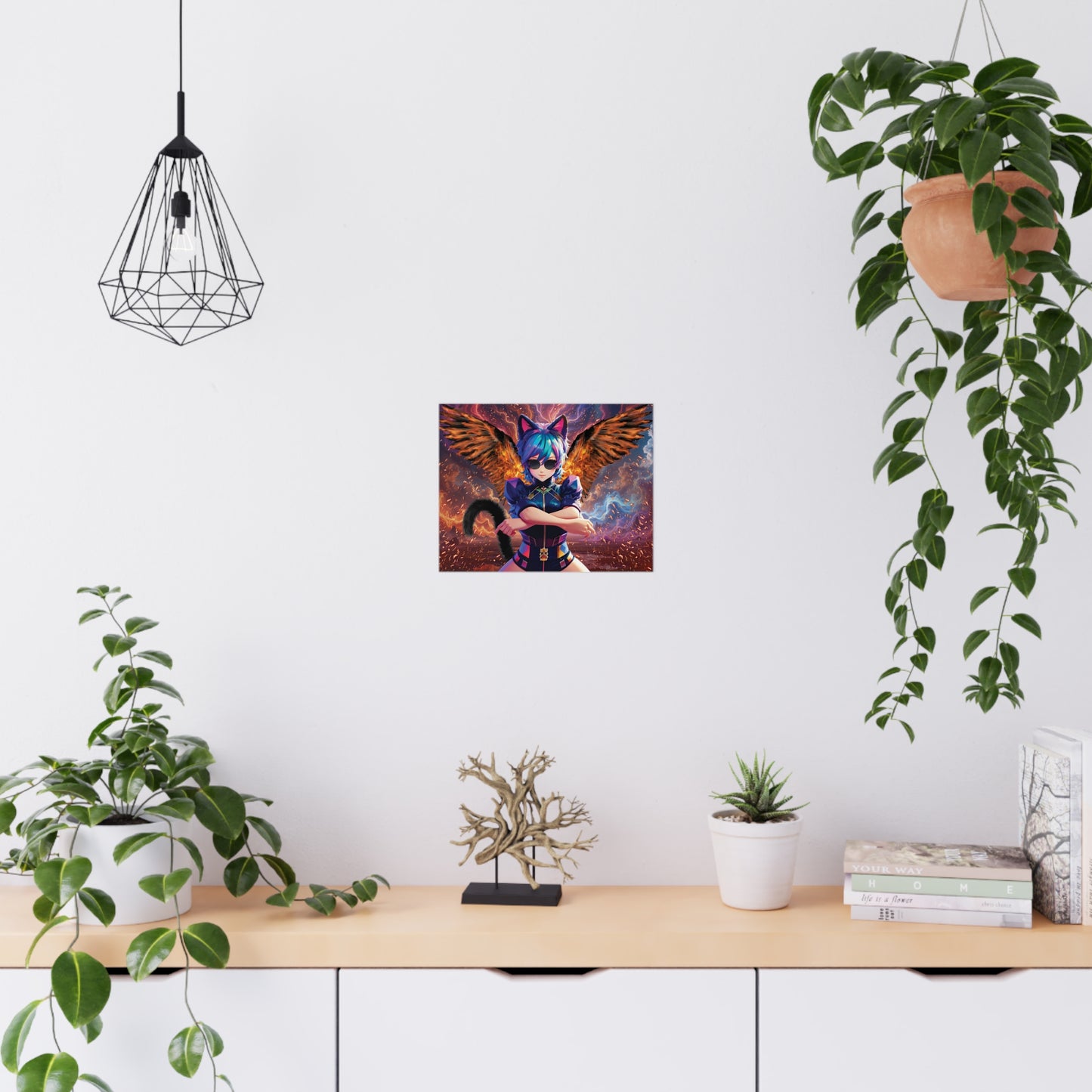 Poster Print: Celestial Firestarter - Frost & Flame Fantasy Art