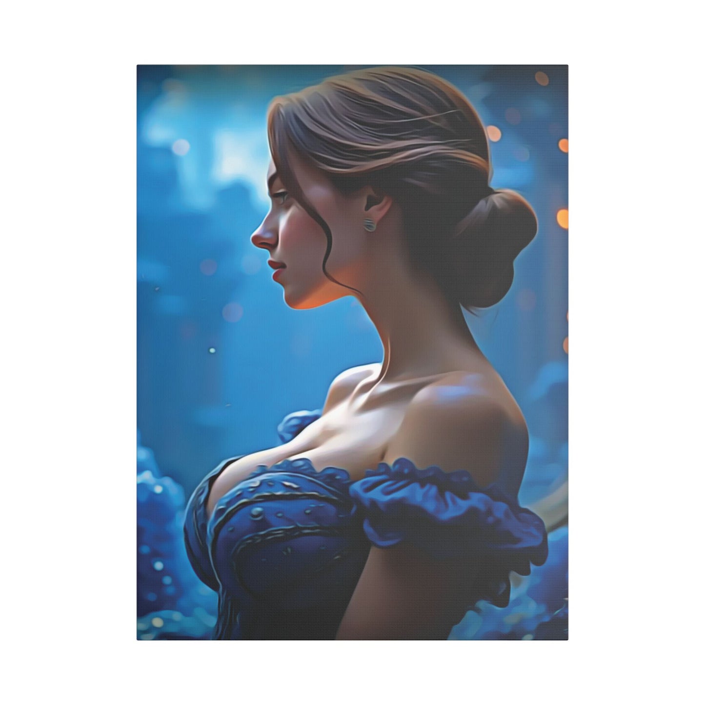 "Grace in Twilight: A Timeless Portrait of Strength, Elegance, and Inner Radiance" - Elegant Satin Canvas Wall Art, Home Decor, Art Print, Gift for Her, Wall Decoration, Whimsical Art