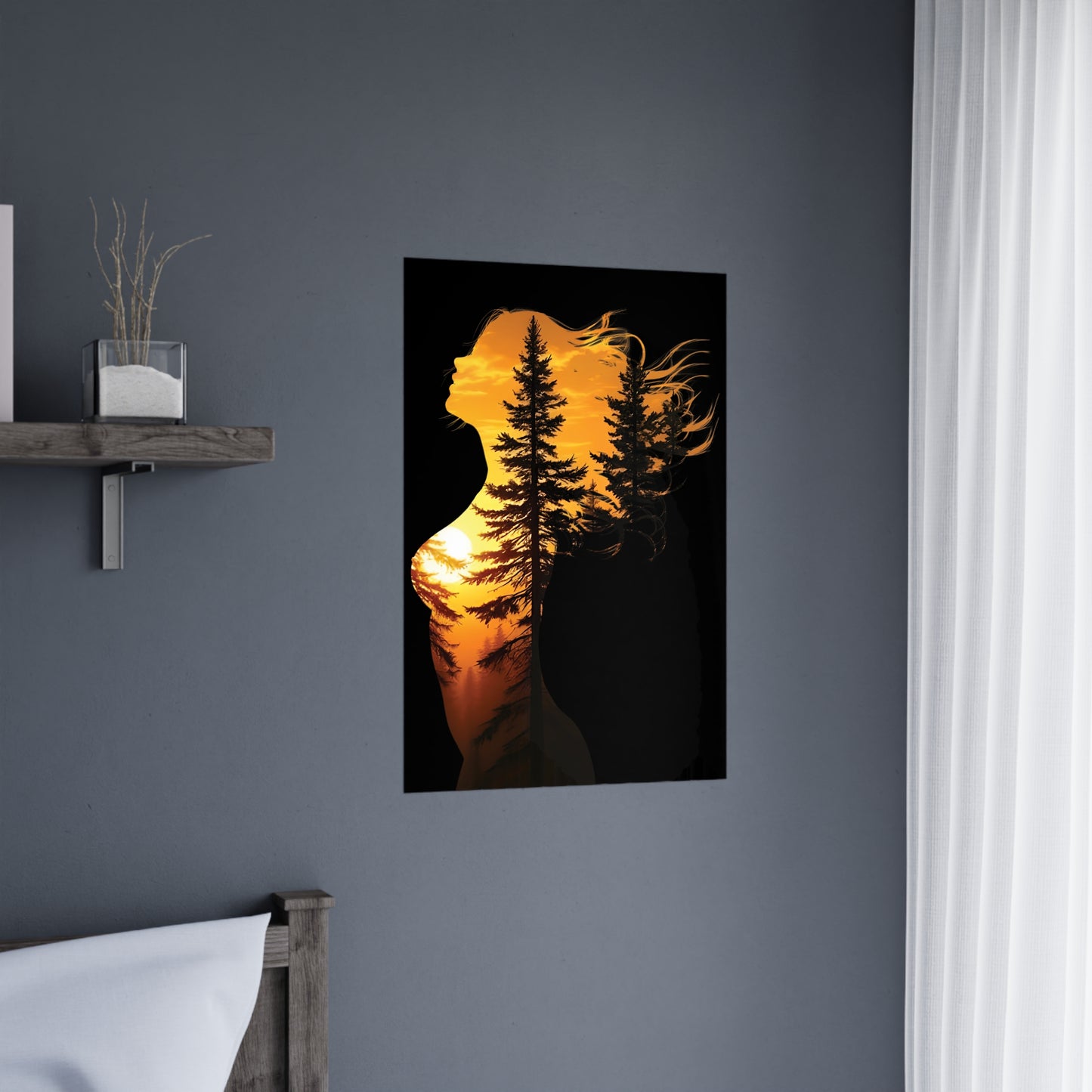 Forest Queen – Embrace the Wild Elegance #ForestQueen #ArtPrint #DoubleExposure #NatureArt #HomeDecor Matte Poster, Bohemian Wall Art, Home Decor, Inspirational Art, Gifts for Nature Lovers, Bedroom Decoration