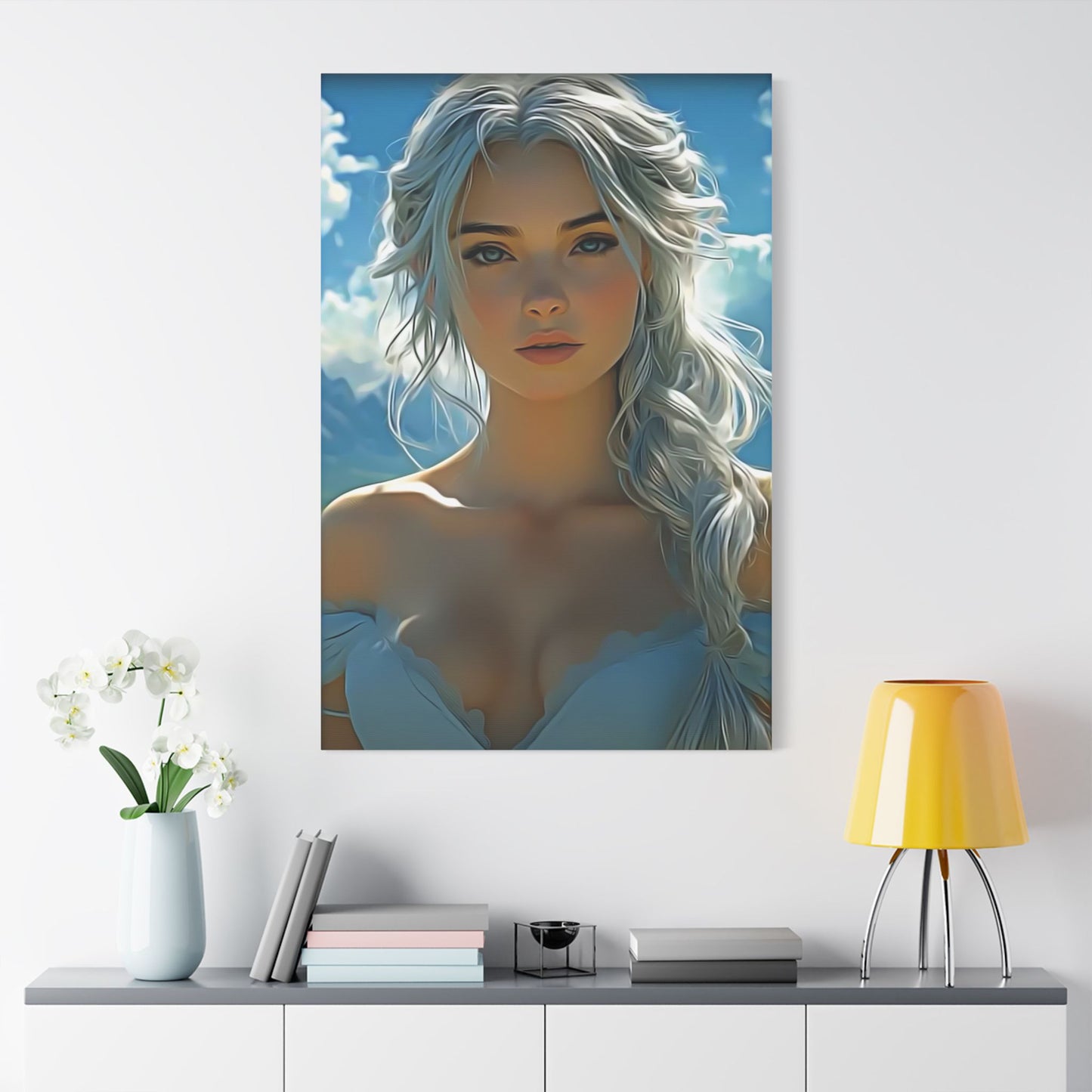 Radiance Within: The Calm Power of Beauty - Stretched Satin Canvas Art Print, Ethereal Wall Decor, Modern Home Aesthetic, Inspirational Art, Gift for Art Lovers