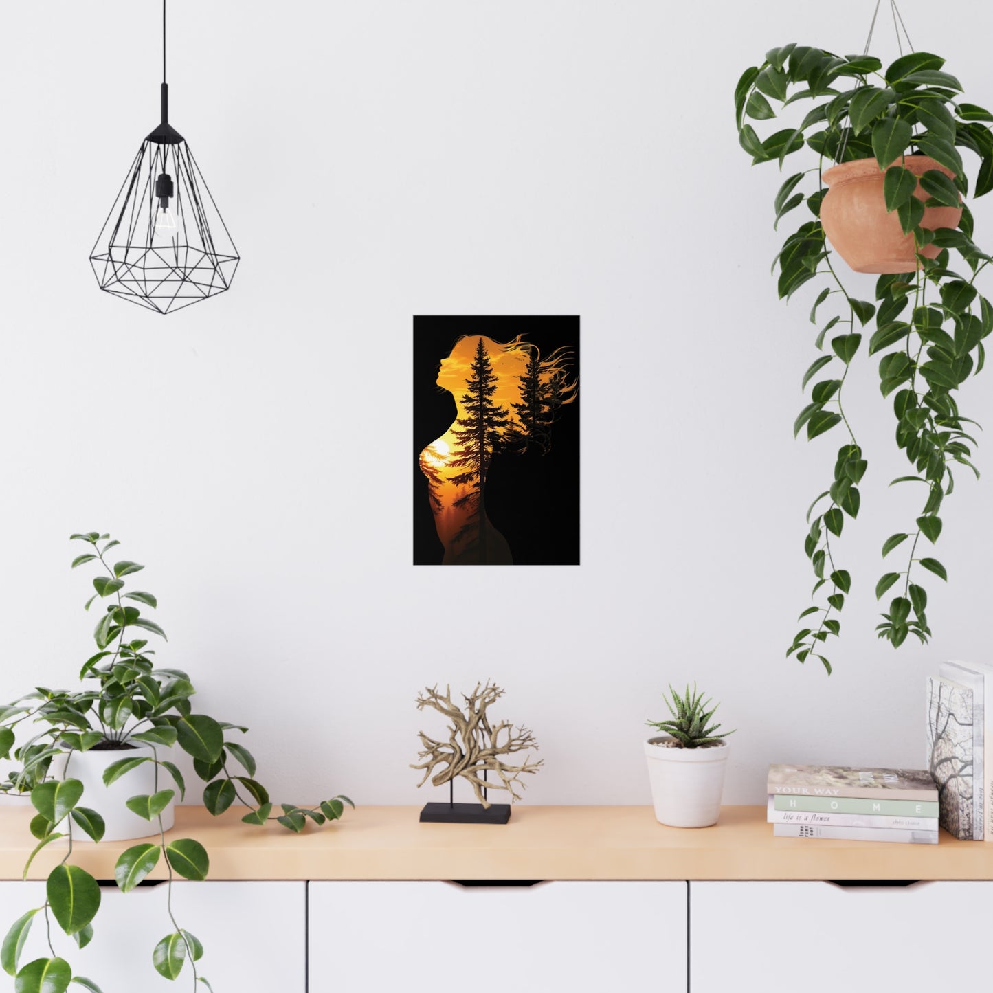 Forest Queen – Embrace the Wild Elegance #ForestQueen #ArtPrint #DoubleExposure #NatureArt #HomeDecor Matte Poster, Bohemian Wall Art, Home Decor, Inspirational Art, Gifts for Nature Lovers, Bedroom Decoration