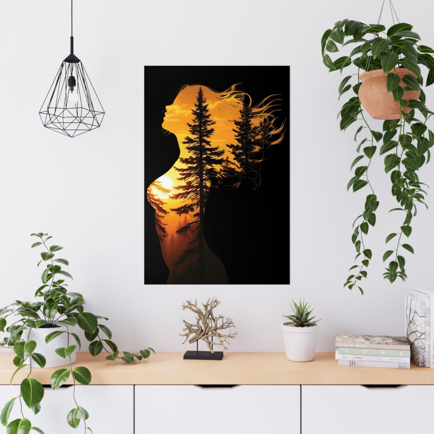 Forest Queen – Embrace the Wild Elegance #ForestQueen #ArtPrint #DoubleExposure #NatureArt #HomeDecor Matte Poster, Bohemian Wall Art, Home Decor, Inspirational Art, Gifts for Nature Lovers, Bedroom Decoration