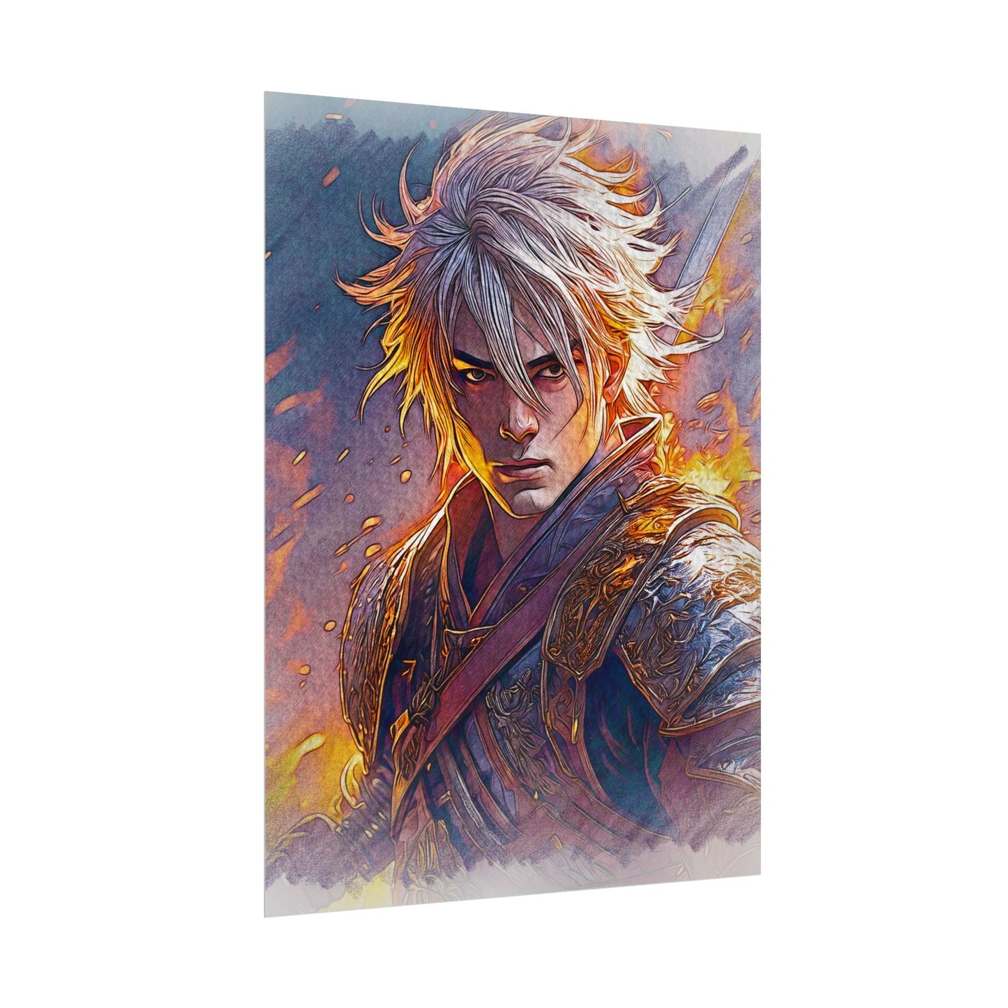 Epic Warrior Art Rolled Poster - Bold Fantasy Decor for Gamers & Anime Fans