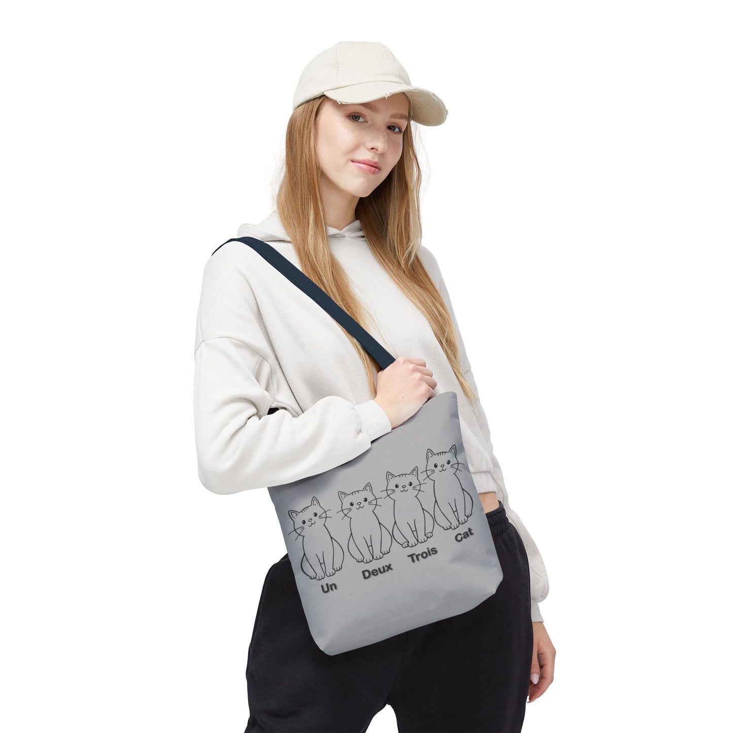 Funny Cat Tote Bag - Un Deux Trois Cat Design - Cute Cat Lover Gift