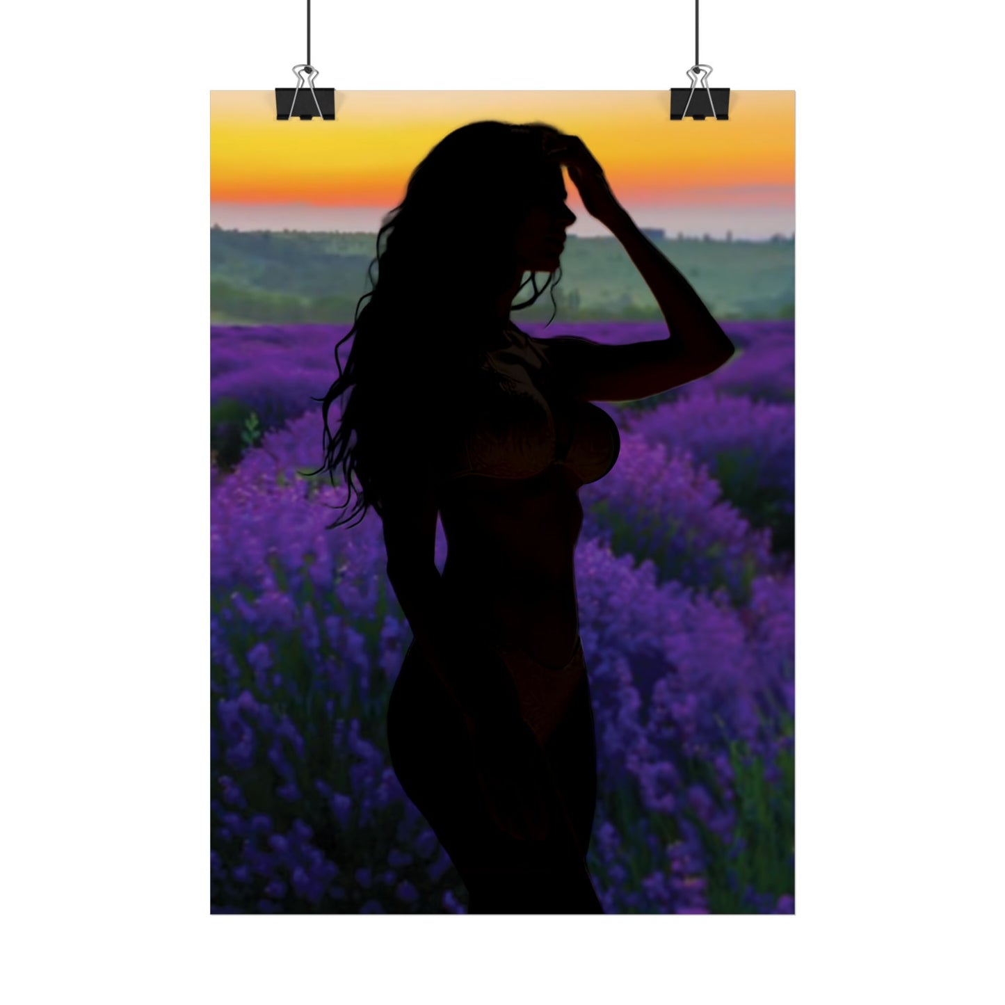 Silhouette Poster Art - Dreamy Landscape Wall Decor, Bedroom Decor, Gift for Her, Home Office Wall Art, Feminine Aesthetic Prints